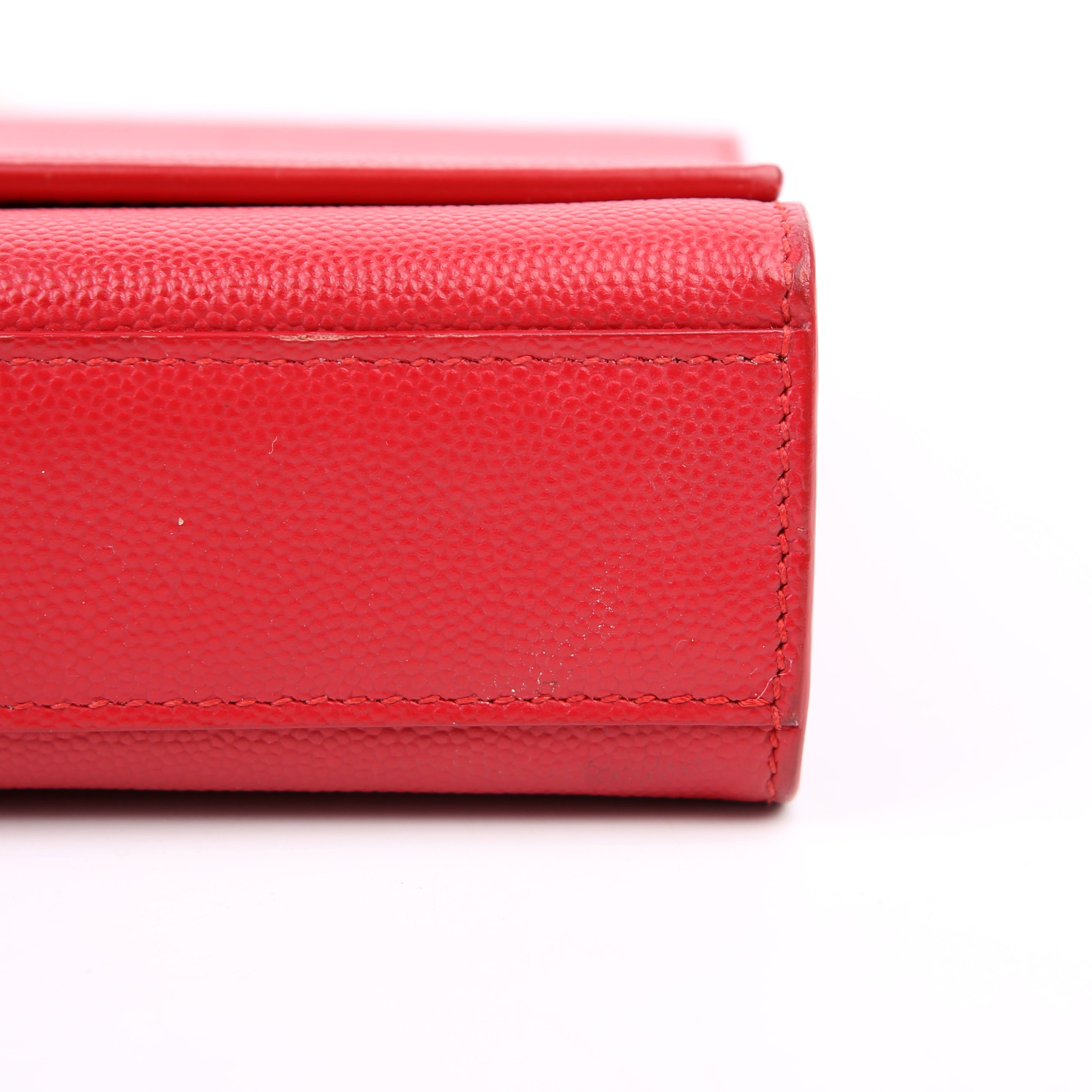 SAINT LAURENT Kate Satchel Grain Medium 364021 Red/Gold