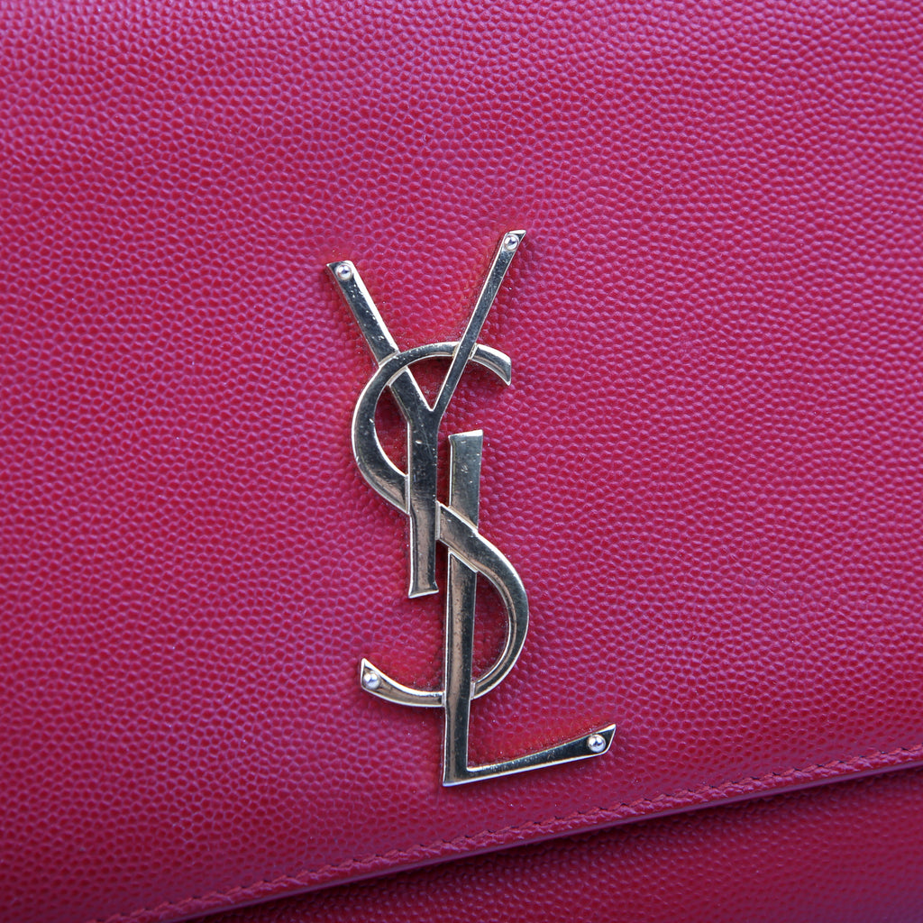 SAINT LAURENT Kate Satchel Grain Medium 364021 Red/Gold