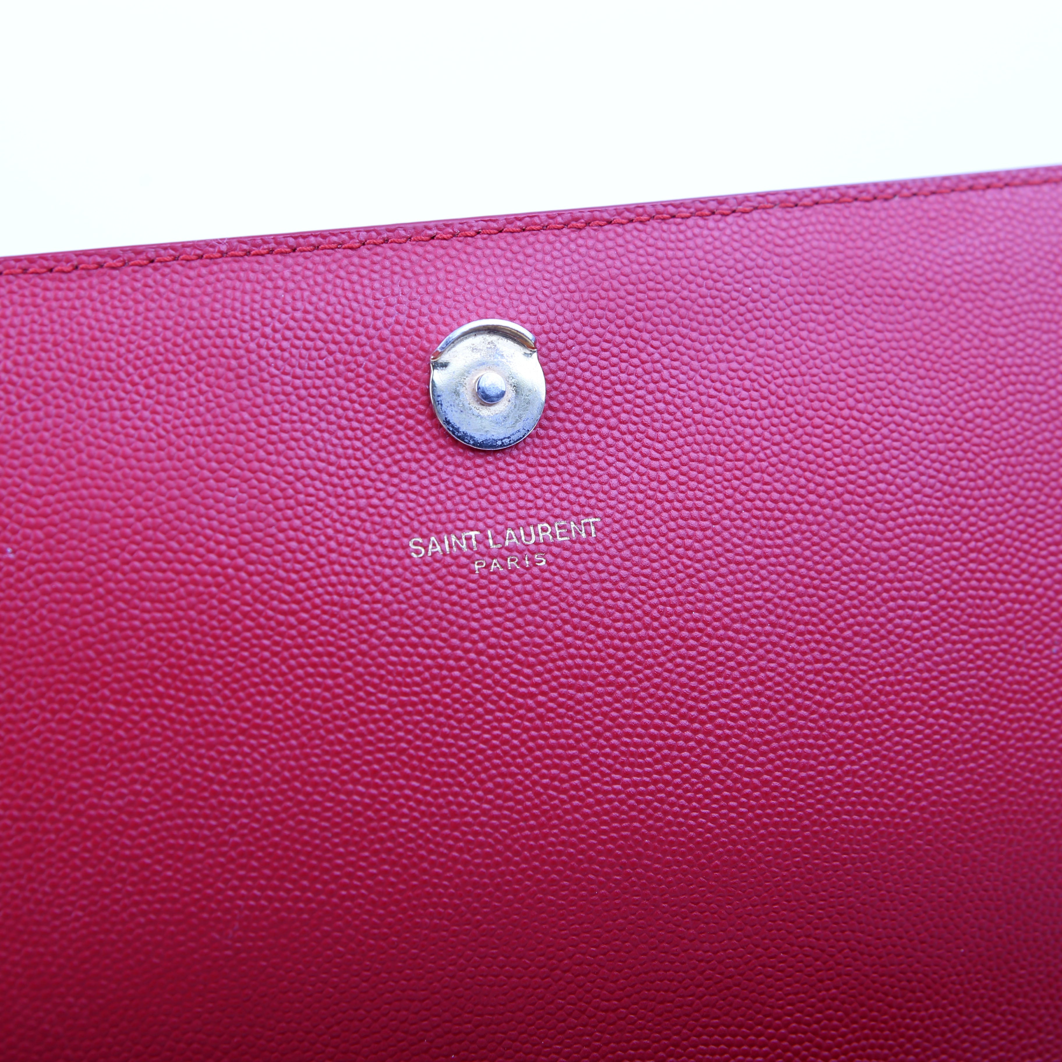 SAINT LAURENT Kate Satchel Grain Medium 364021 Red/Gold
