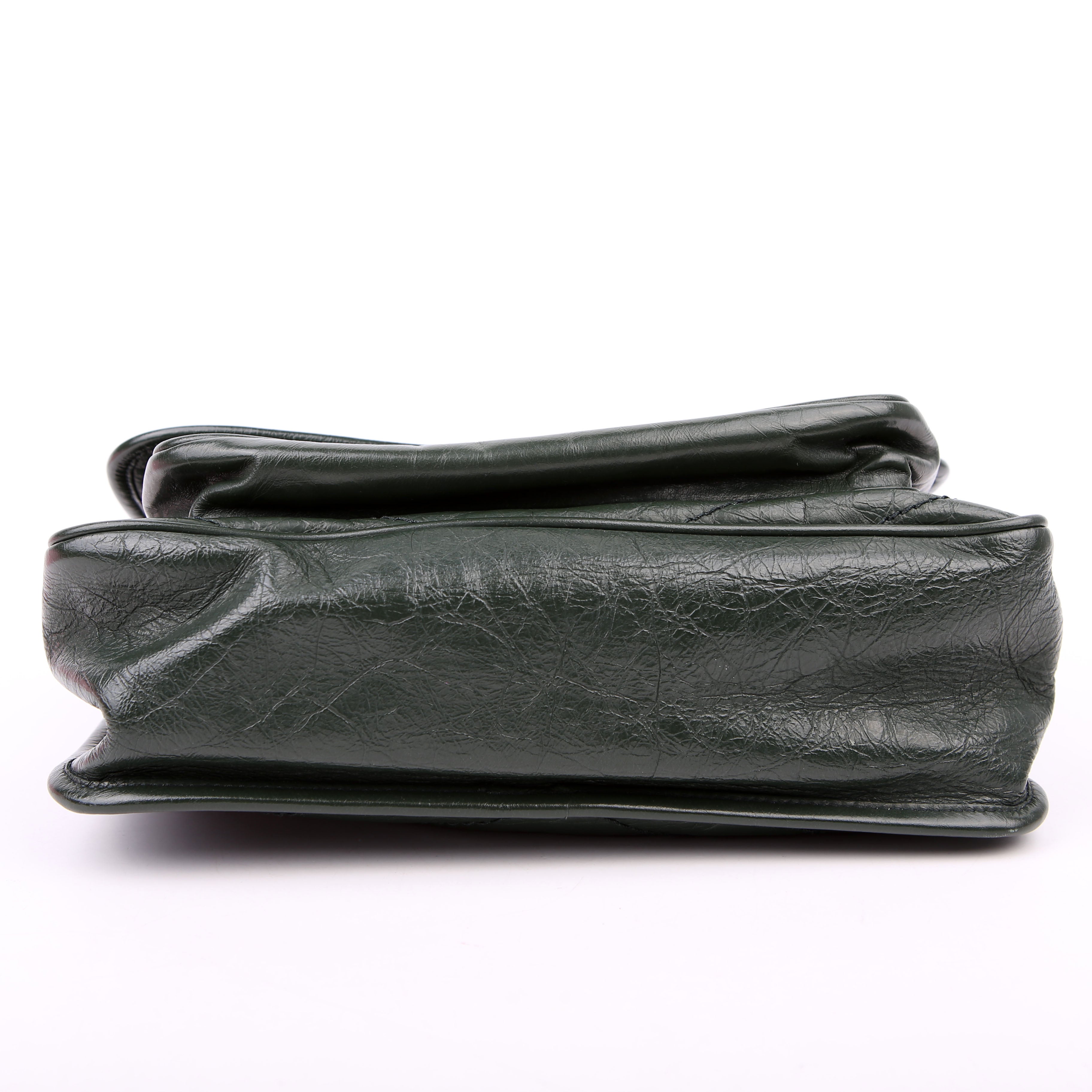 SAINT LAURENT Niki Large Crinkled Leather 633157 Green