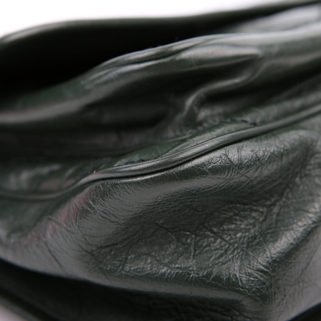 SAINT LAURENT Niki Large Crinkled Leather 633157 Green