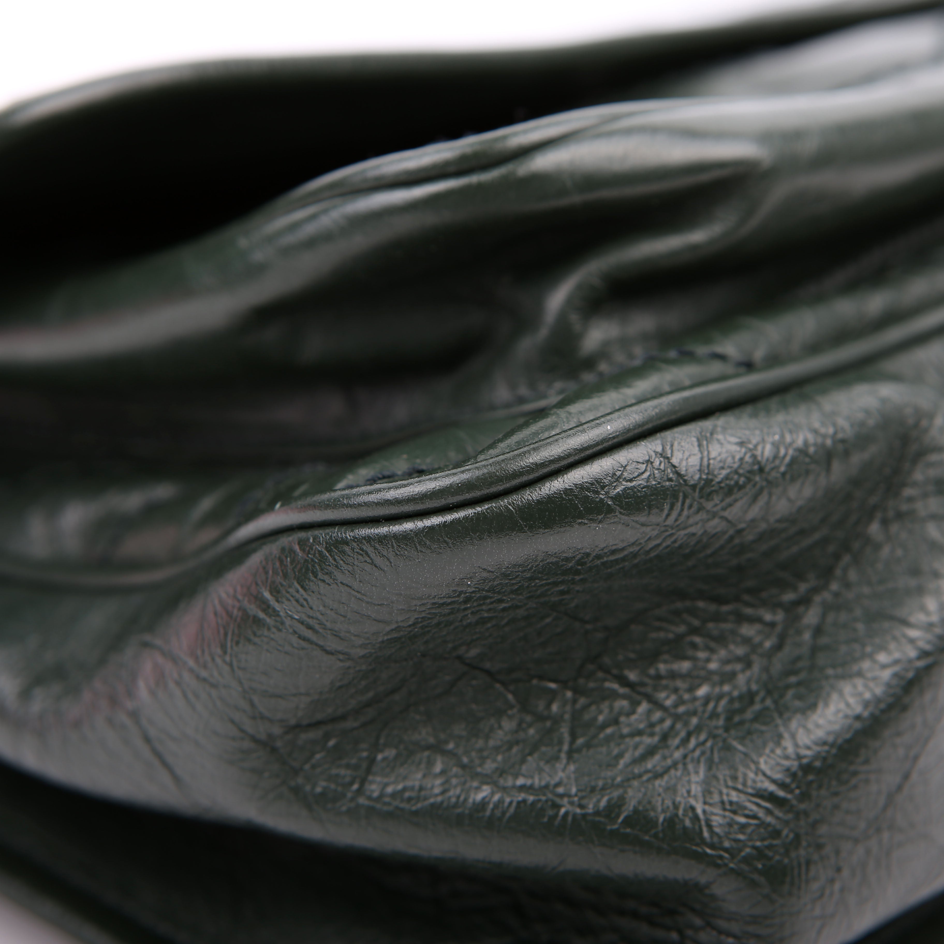 SAINT LAURENT Niki Large Crinkled Leather 633157 Green