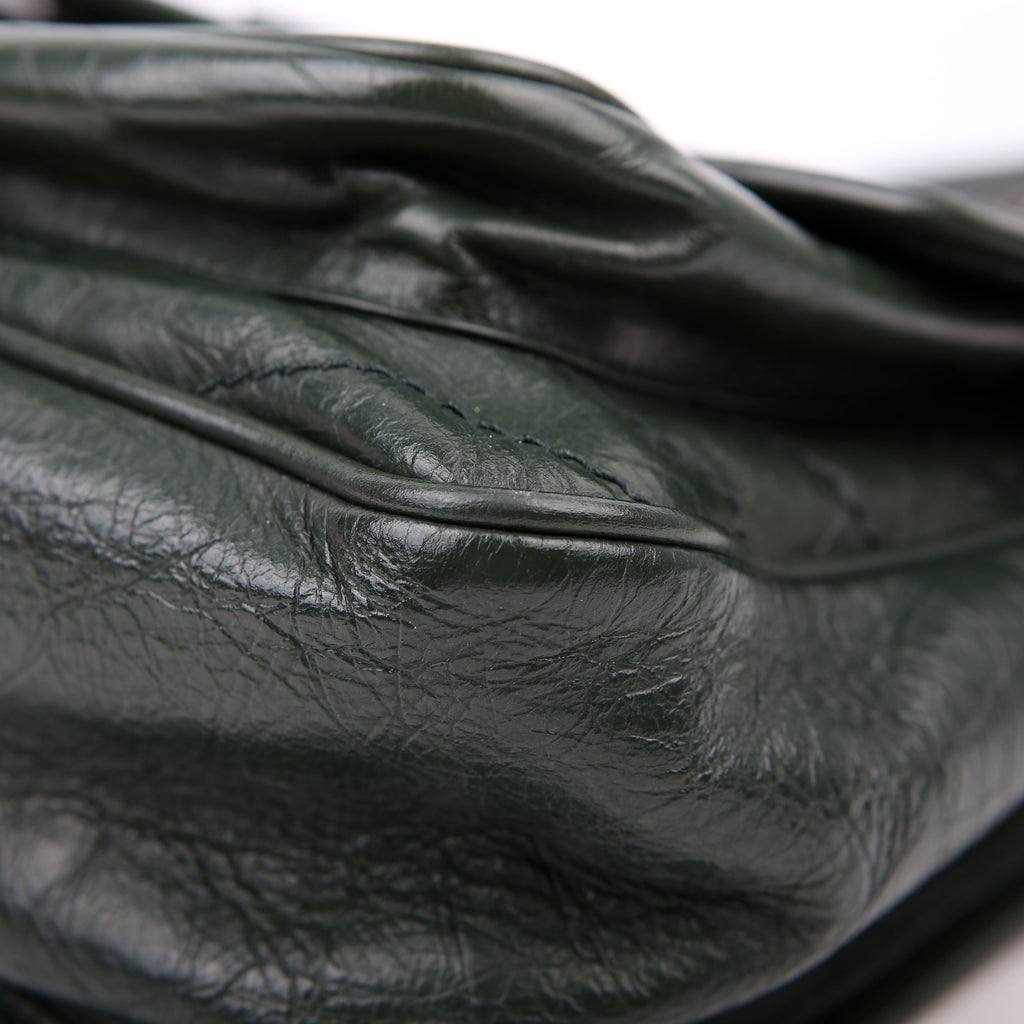 SAINT LAURENT Niki Large Crinkled Leather 633157 Green