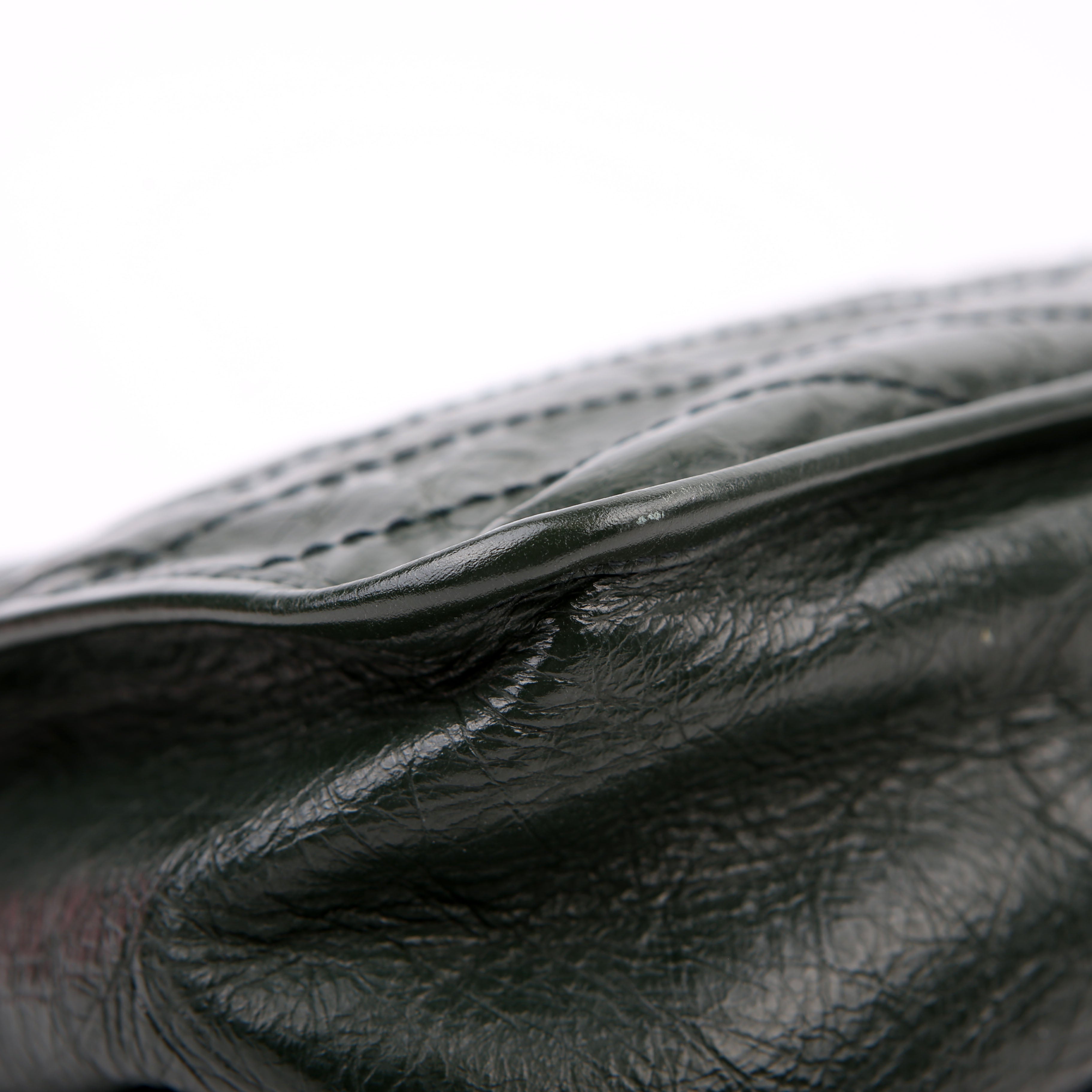 SAINT LAURENT Niki Large Crinkled Leather 633157 Green