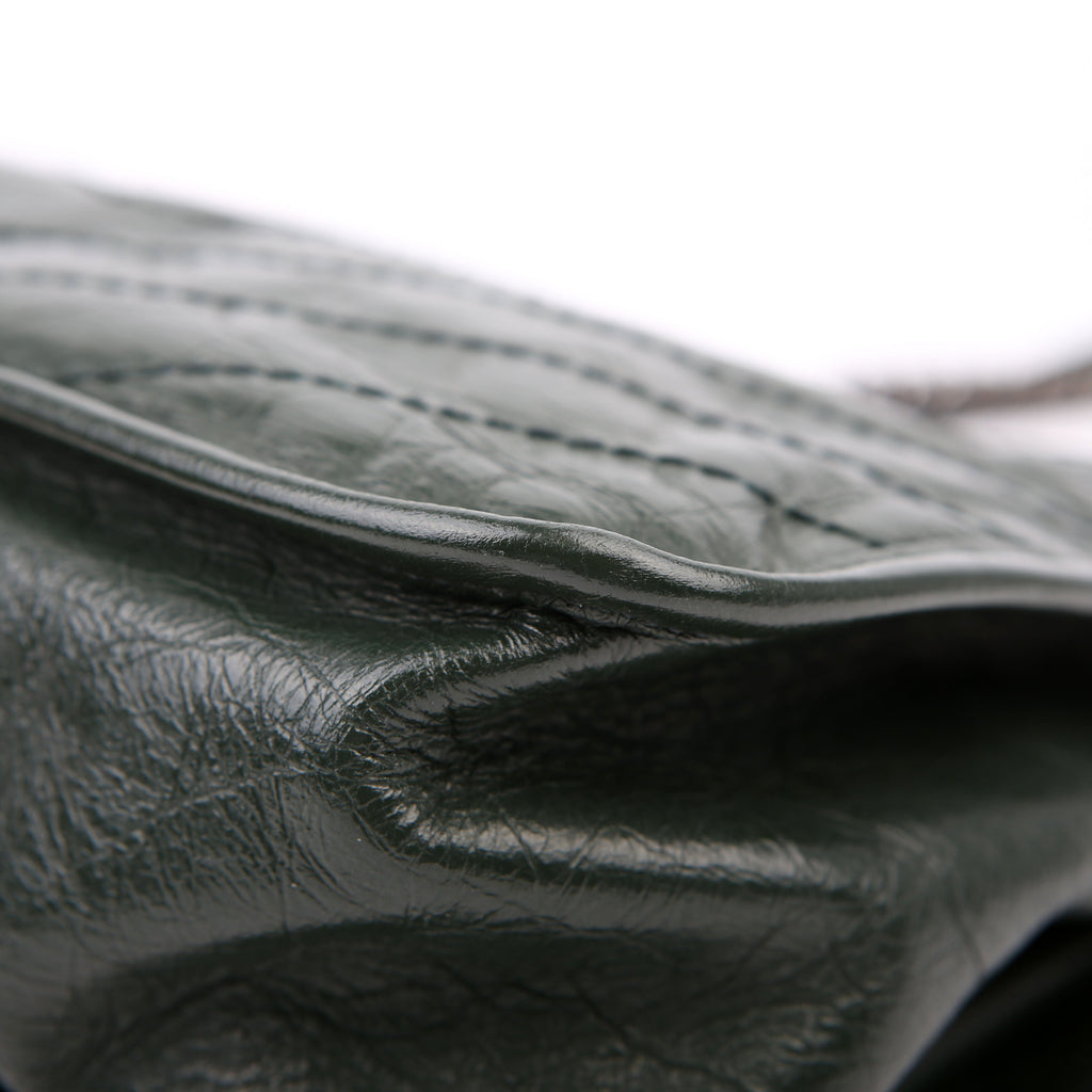 SAINT LAURENT Niki Large Crinkled Leather 633157 Green