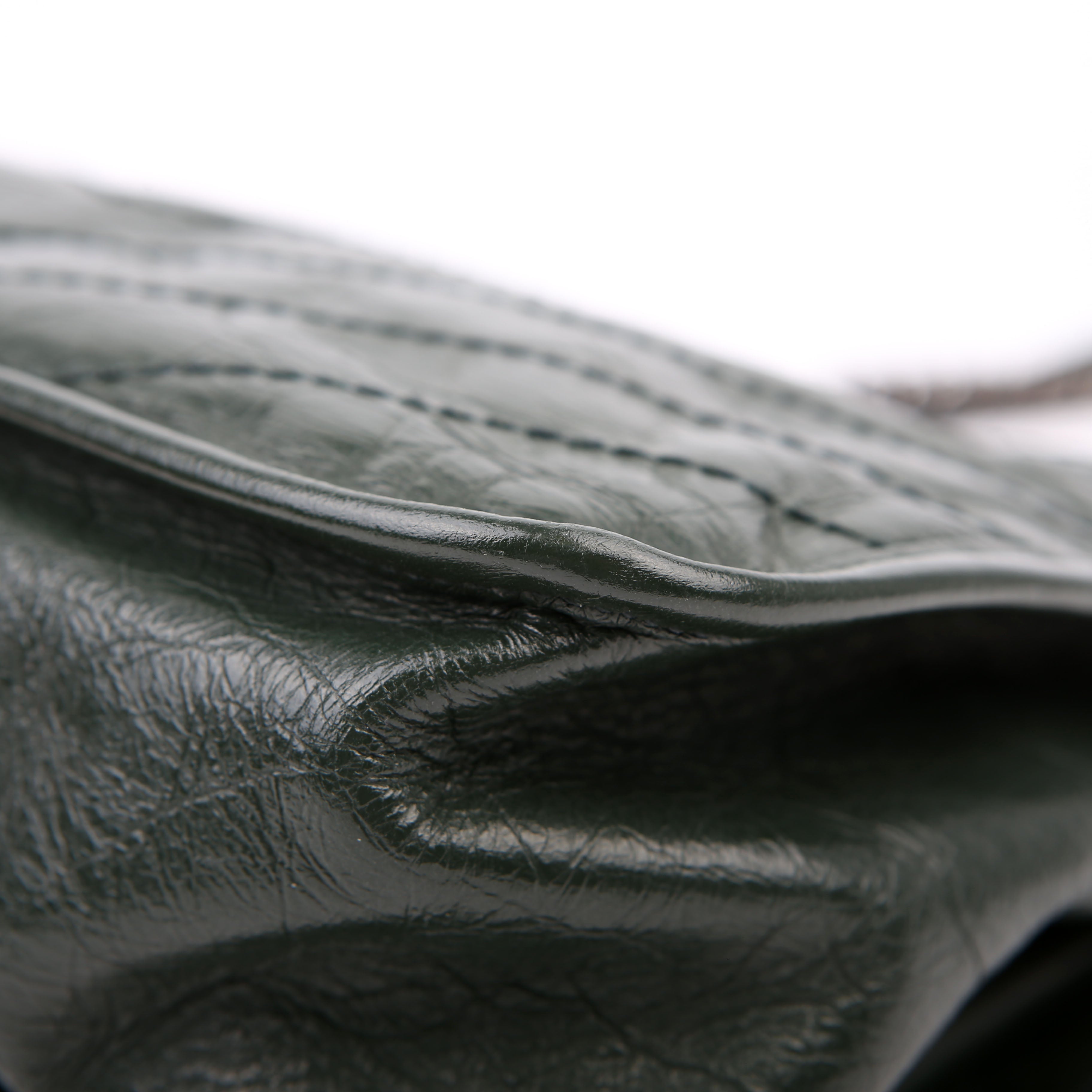 SAINT LAURENT Niki Large Crinkled Leather 633157 Green
