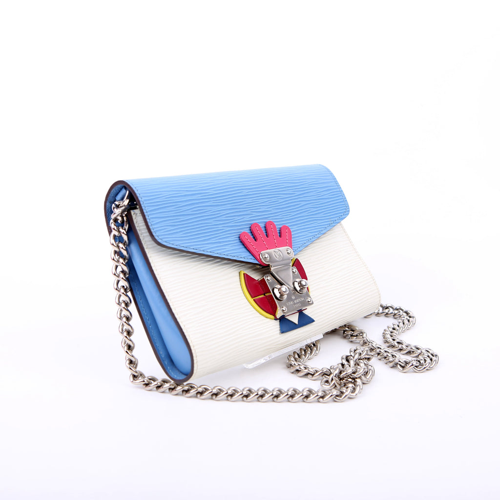 Tribal Mask Chain Wallet Epi Blue/White