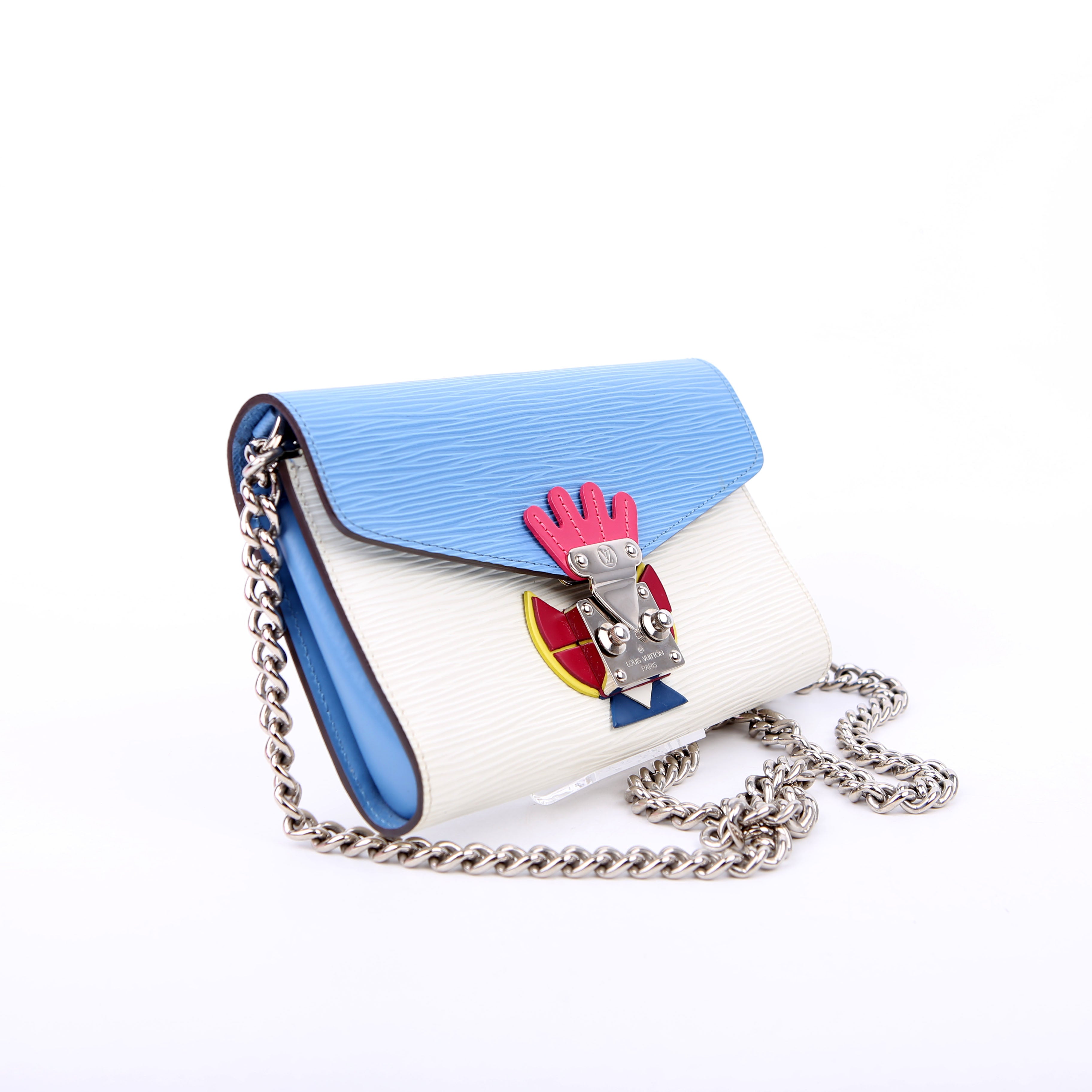 Tribal Mask Chain Wallet Epi Blue/White