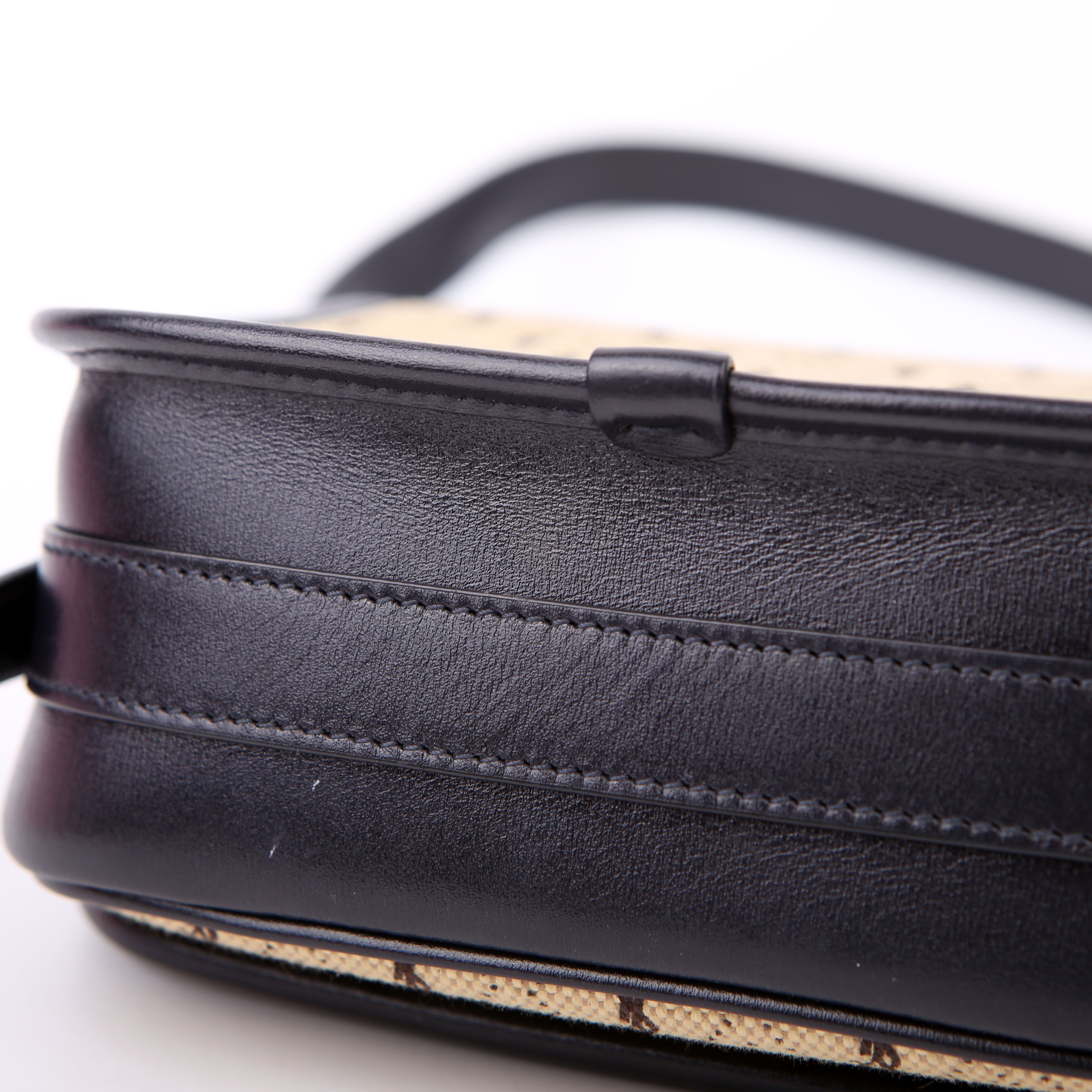 SAINT LAURENT 585007 All Over Logo Canvas Flap Satchel Blue