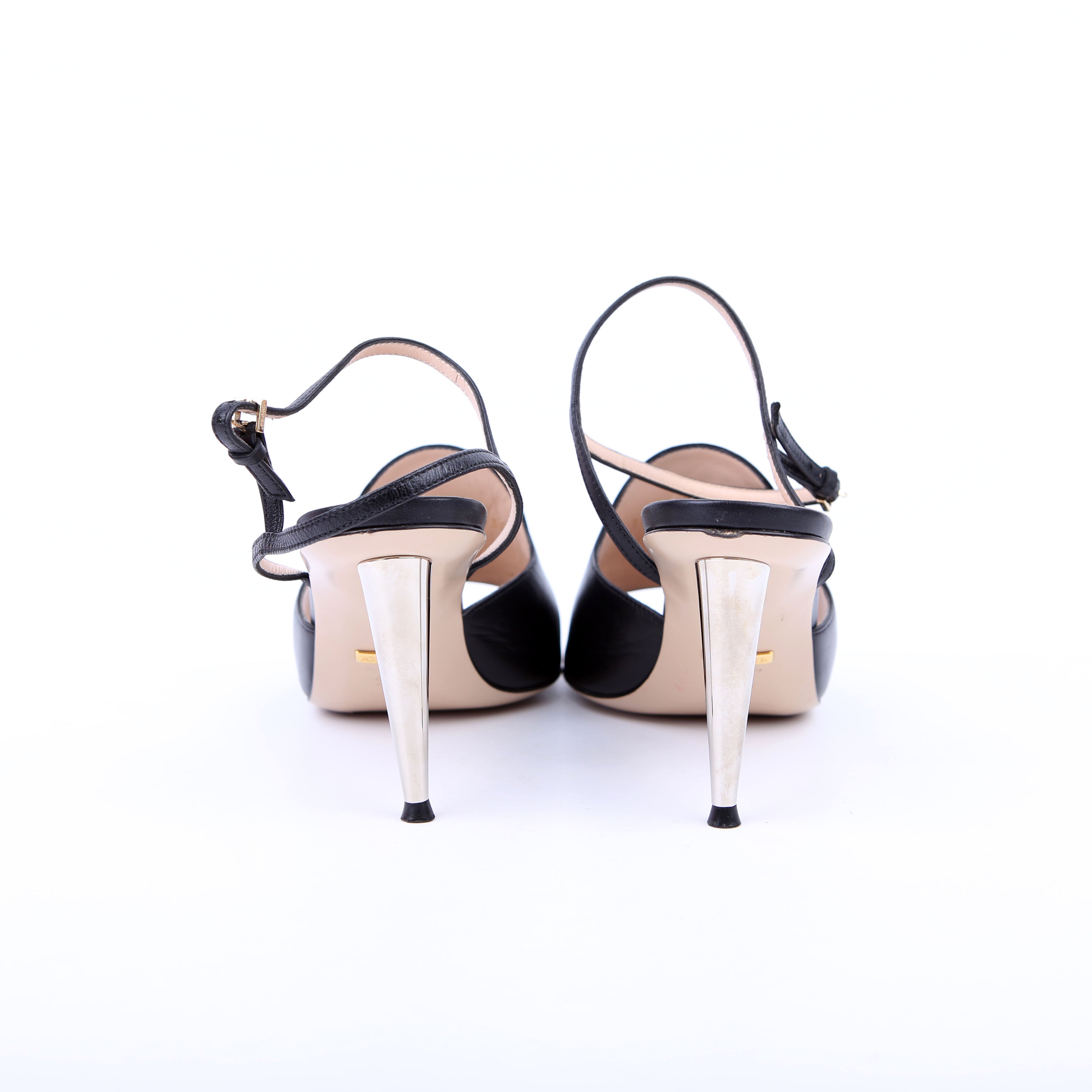 Gucci Blondie Sandal Heels Size 37.5 Black/Gold