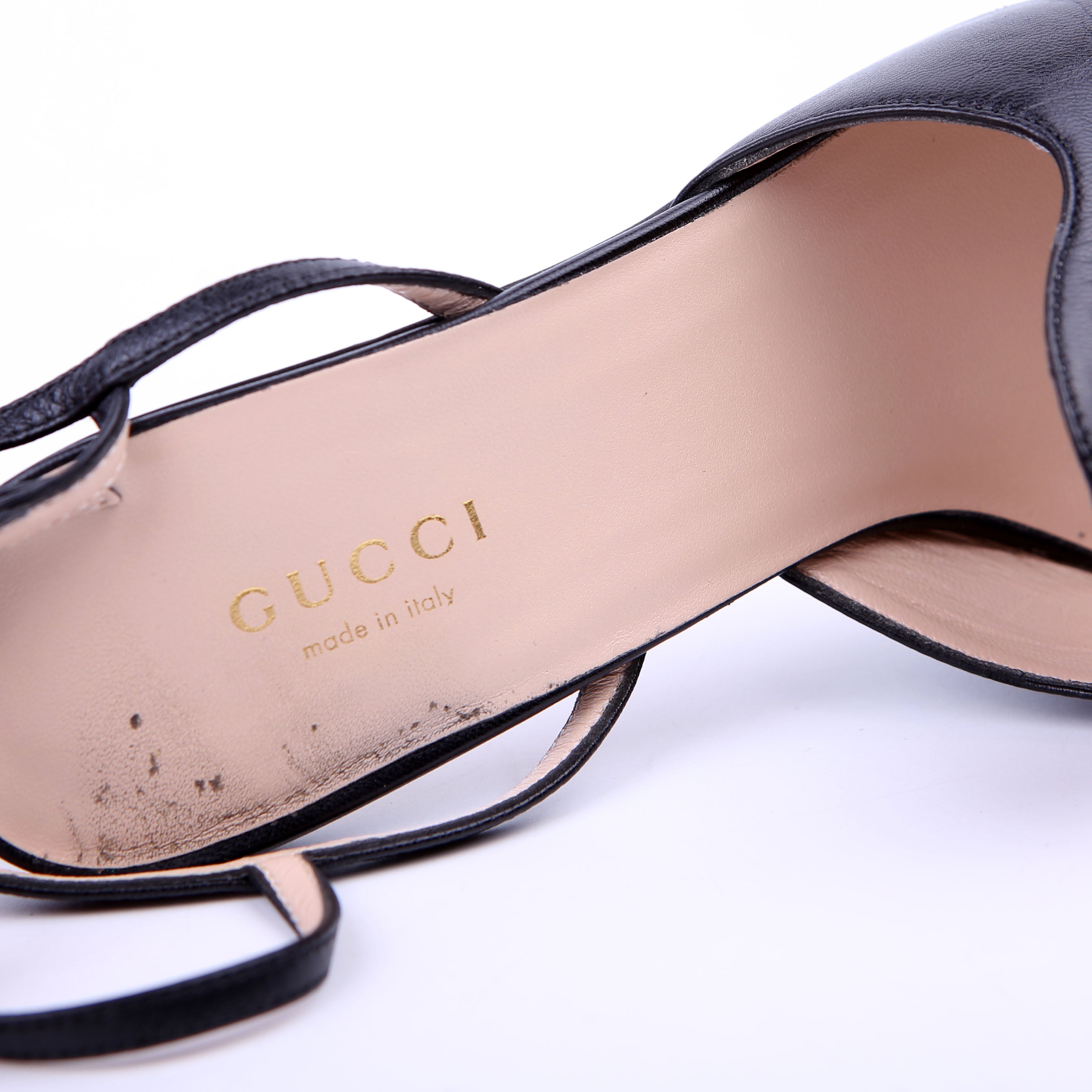 Gucci Blondie Sandal Heels Size 37.5 Black/Gold