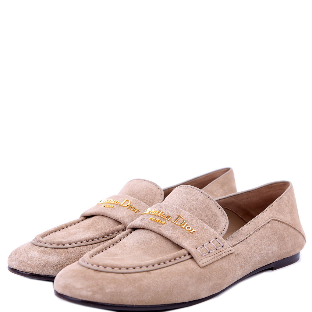 Dior Boy Loafers Suede Tan Size 38.5