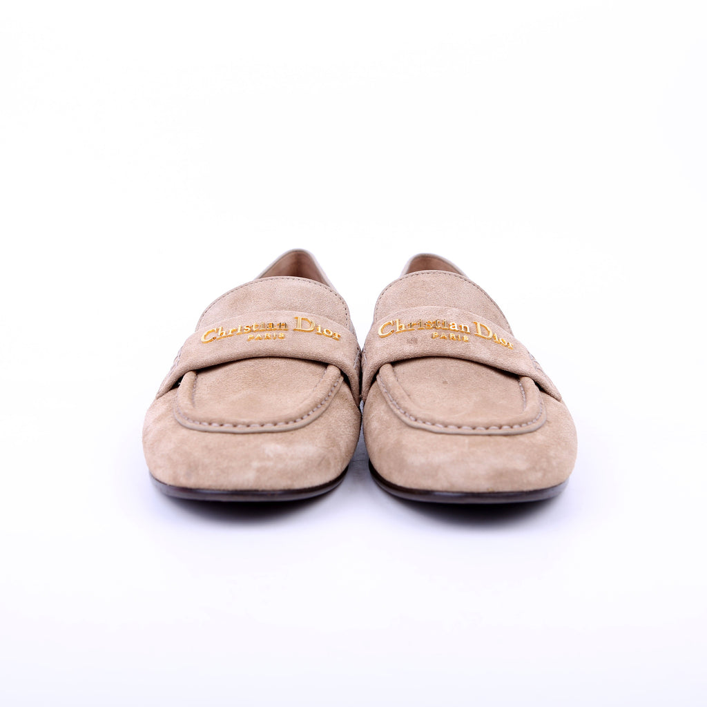 Dior Boy Loafers Suede Tan Size 38.5