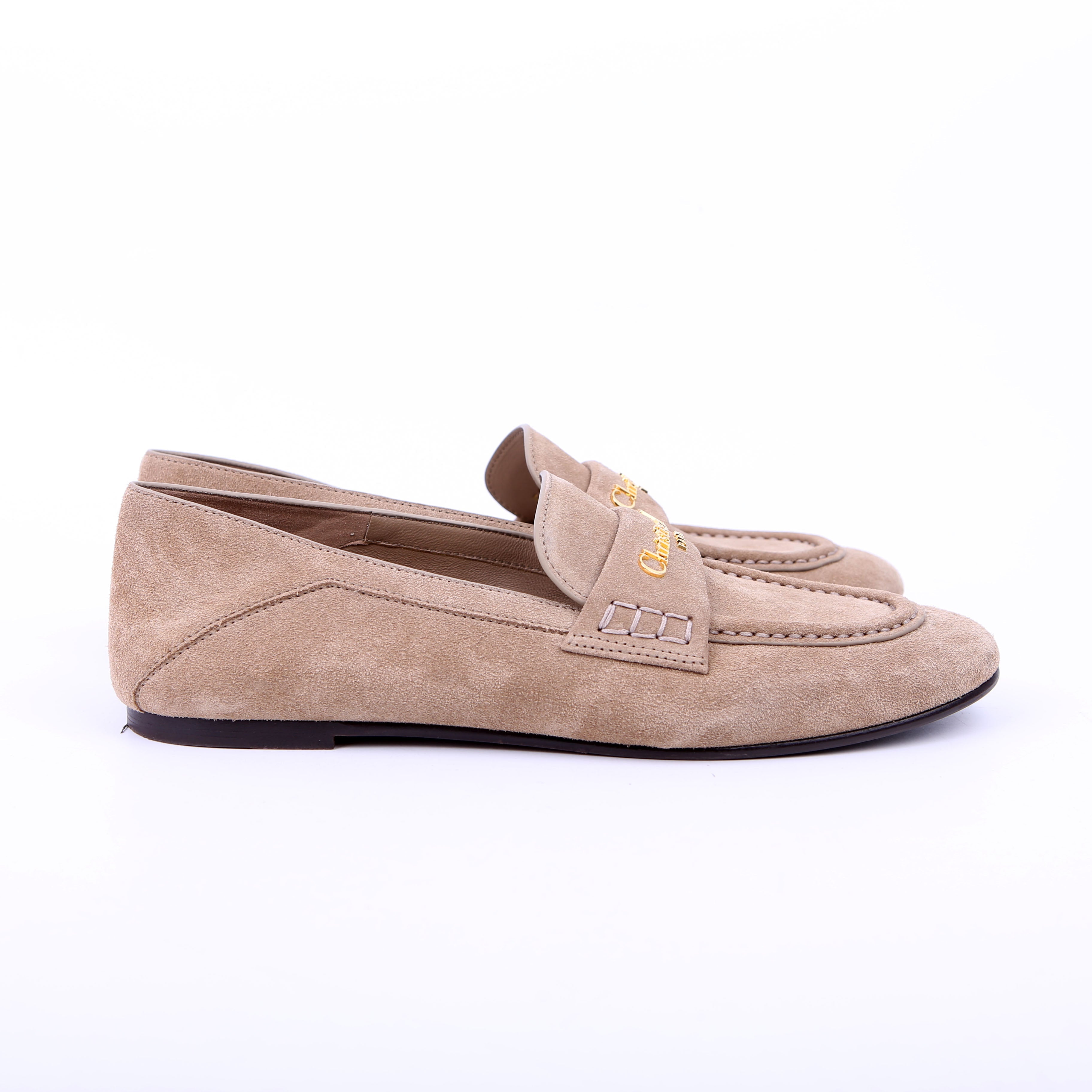 Dior Boy Loafers Suede Tan Size 38.5