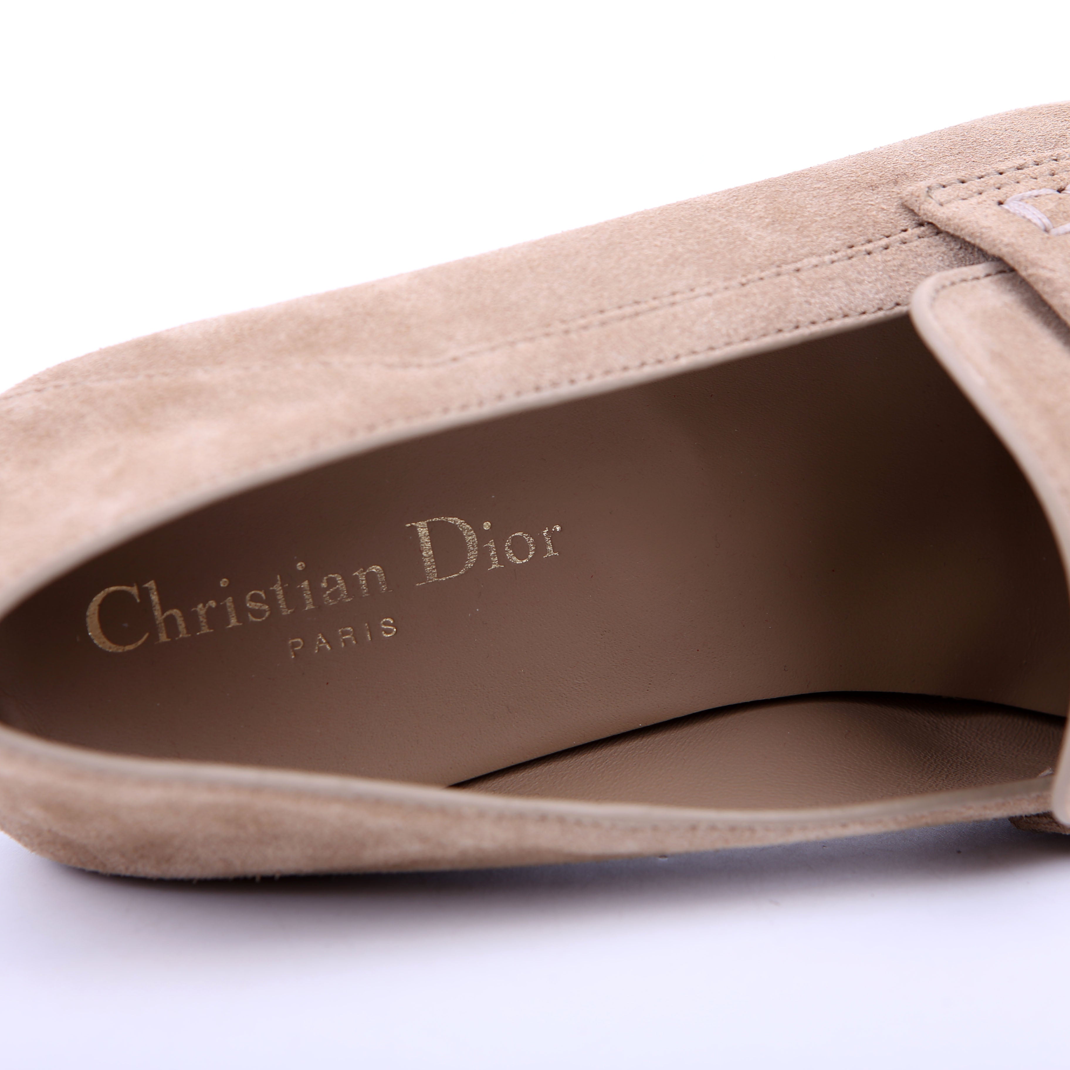 Dior Boy Loafers Suede Tan Size 38.5