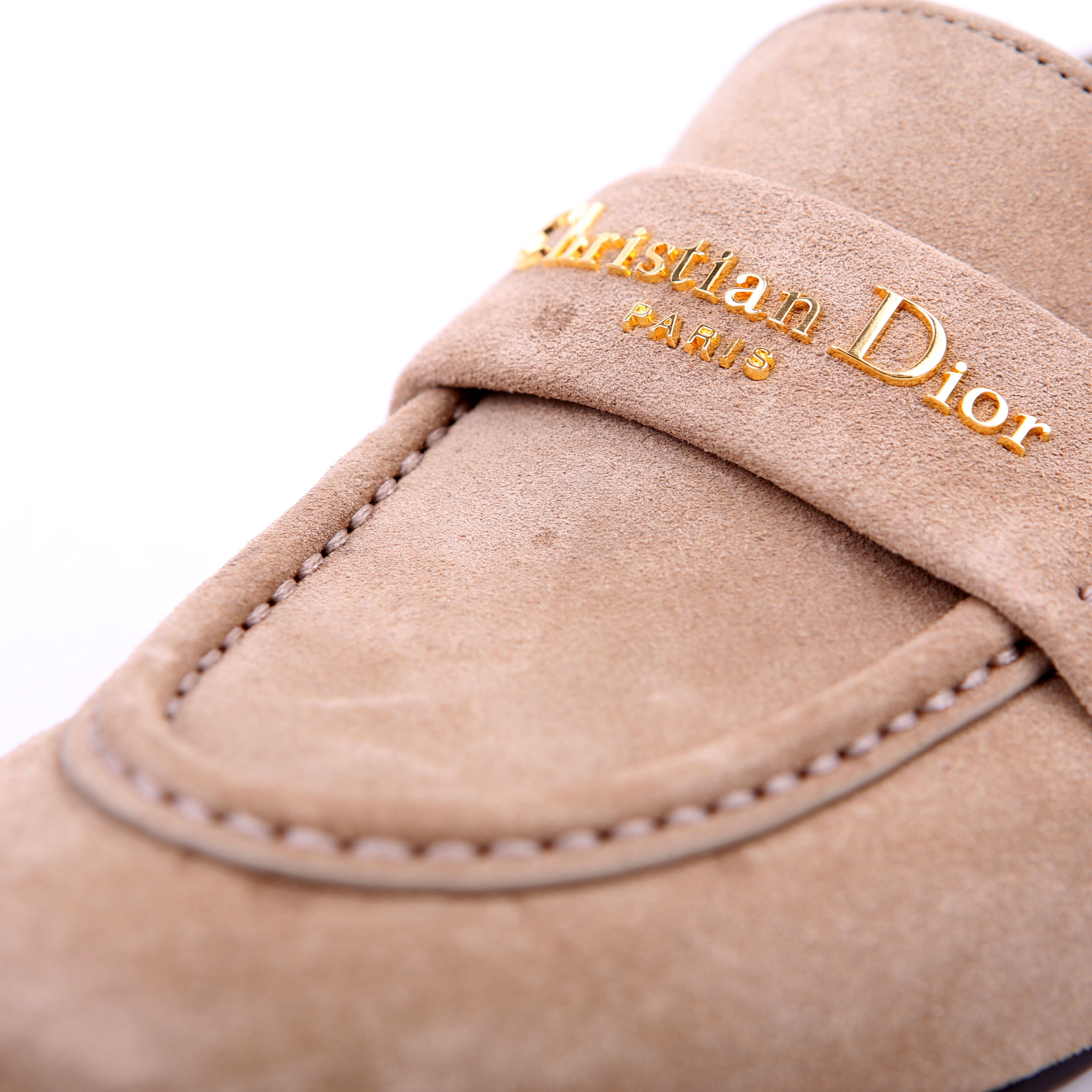 Dior Boy Loafers Suede Tan Size 38.5