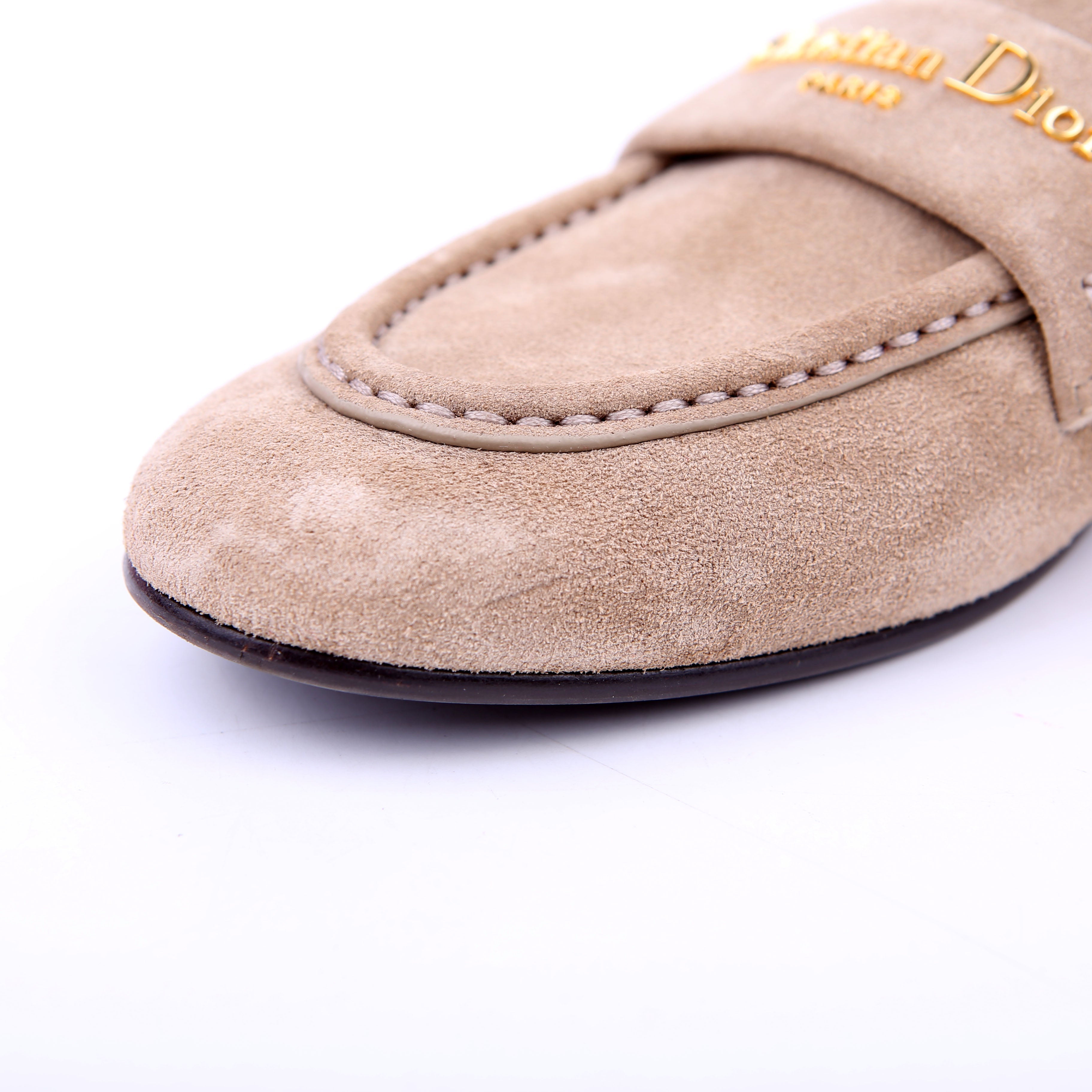 Dior Boy Loafers Suede Tan Size 38.5