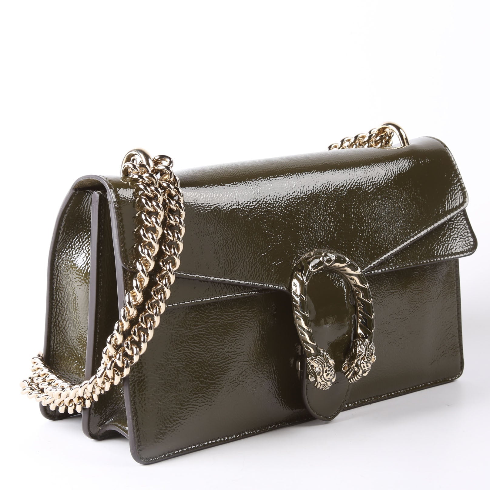 Gucci 795005 Dionysus Small Patent Leather Olive
