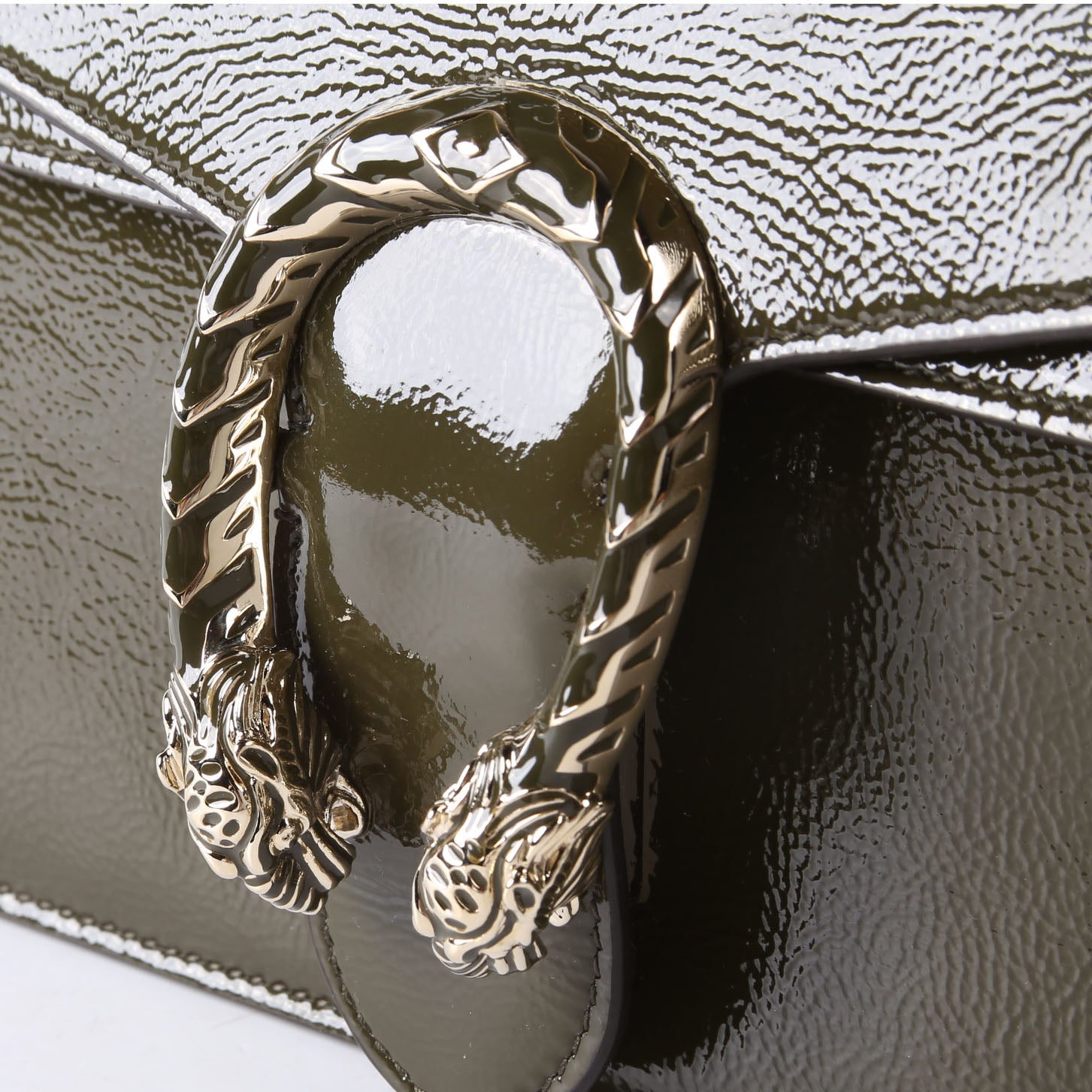 Gucci 795005 Dionysus Small Patent Leather Olive