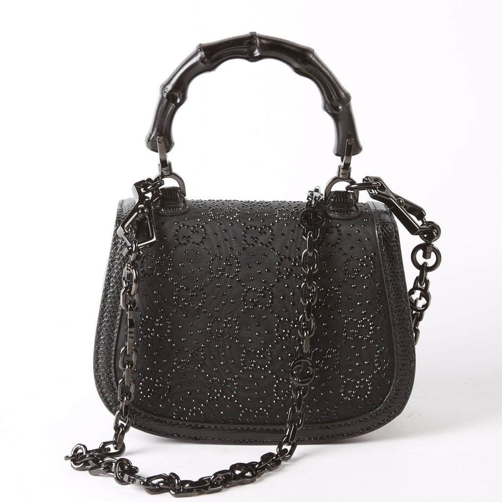 Gucci 735116 Bamboo 1947 Top Handle Mini Moire Black