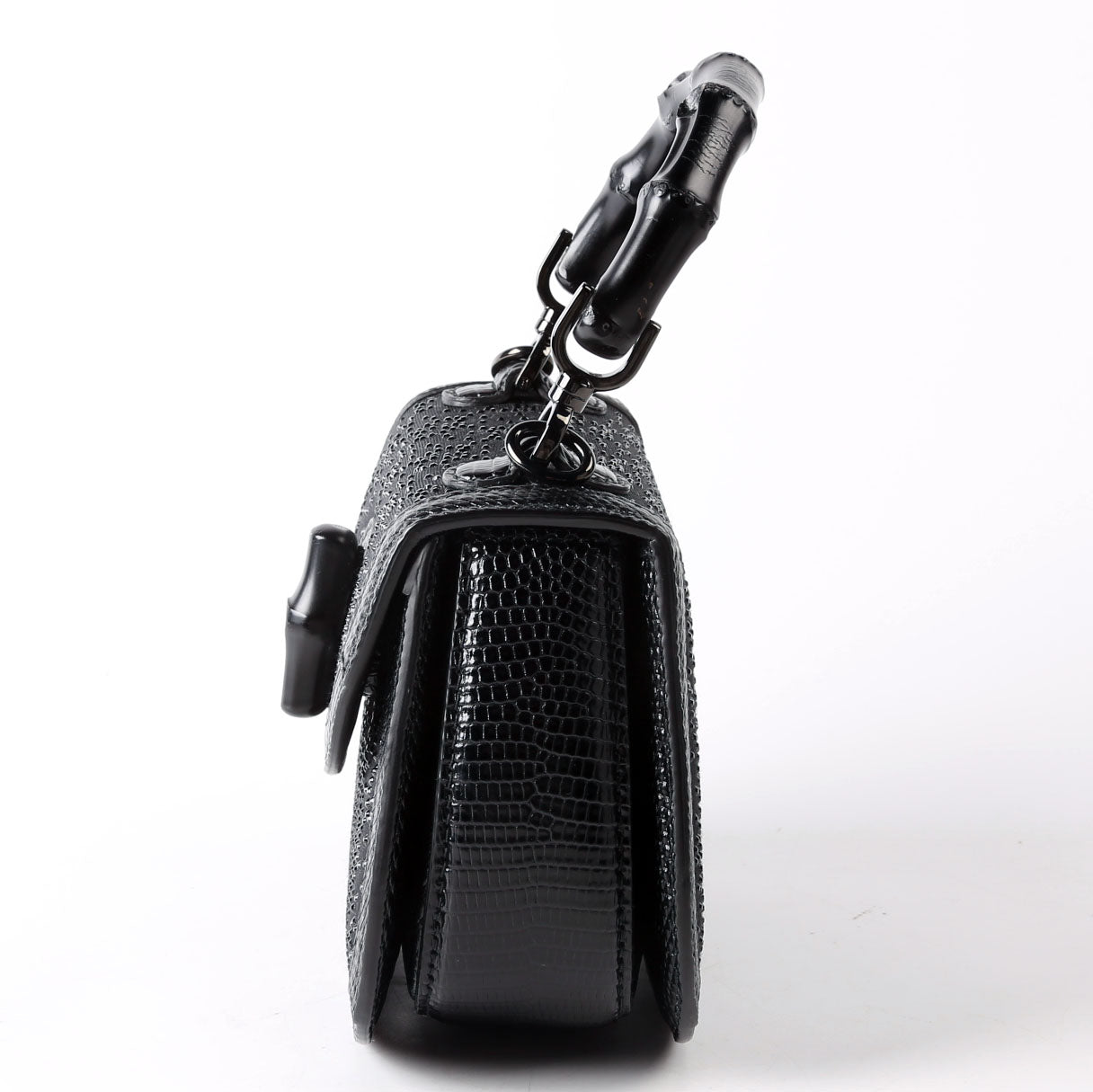 Gucci 735116 Bamboo 1947 Top Handle Mini Moire Black