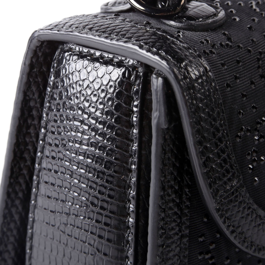 Gucci 735116 Bamboo 1947 Top Handle Mini Moire Black