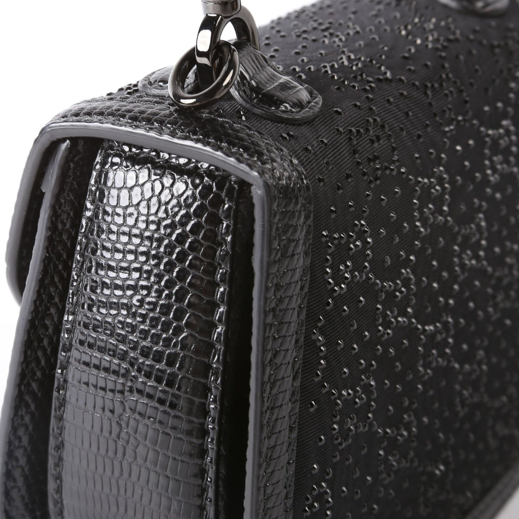 Gucci 735116 Bamboo 1947 Top Handle Mini Moire Black