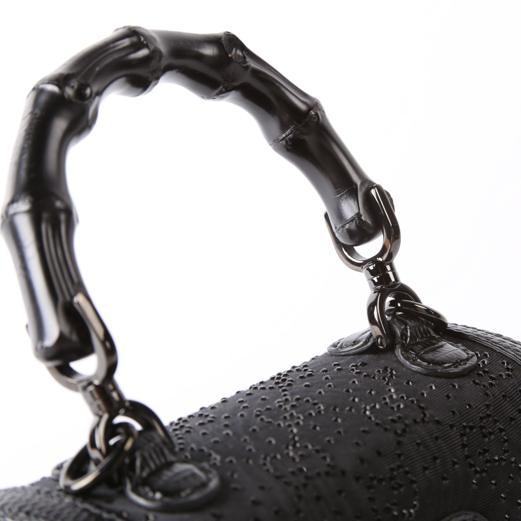 Gucci 735116 Bamboo 1947 Top Handle Mini Moire Black