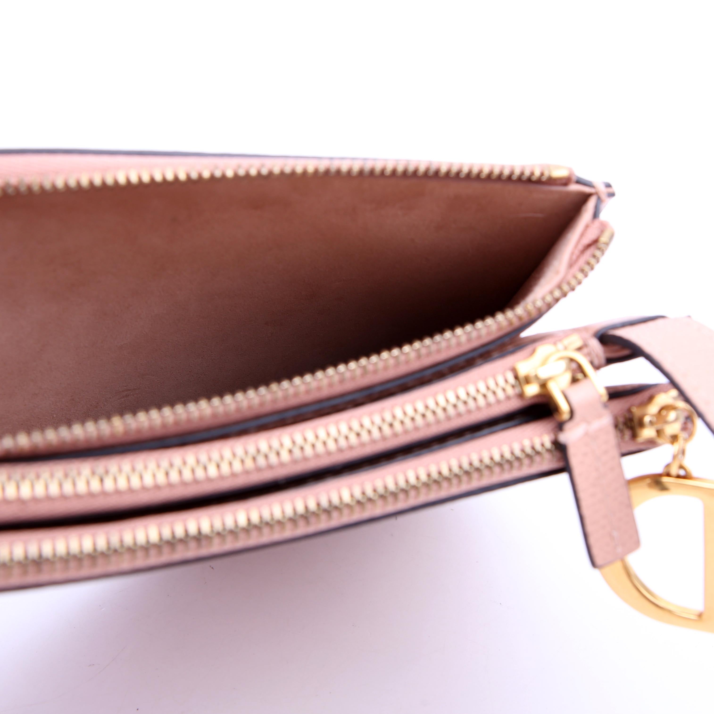 Dior Saddle Triple Zip Pouch Bag Nude