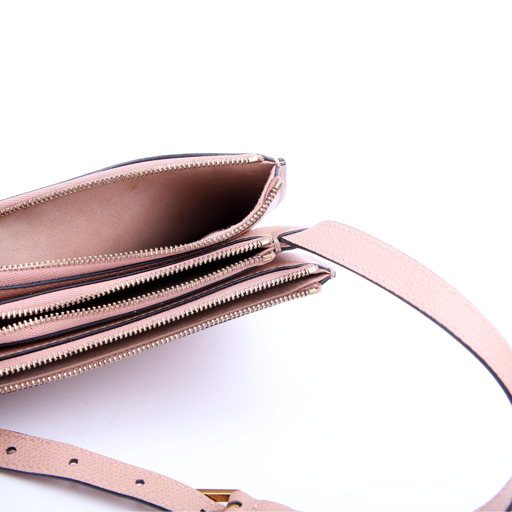 Dior Saddle Triple Zip Pouch Bag Nude