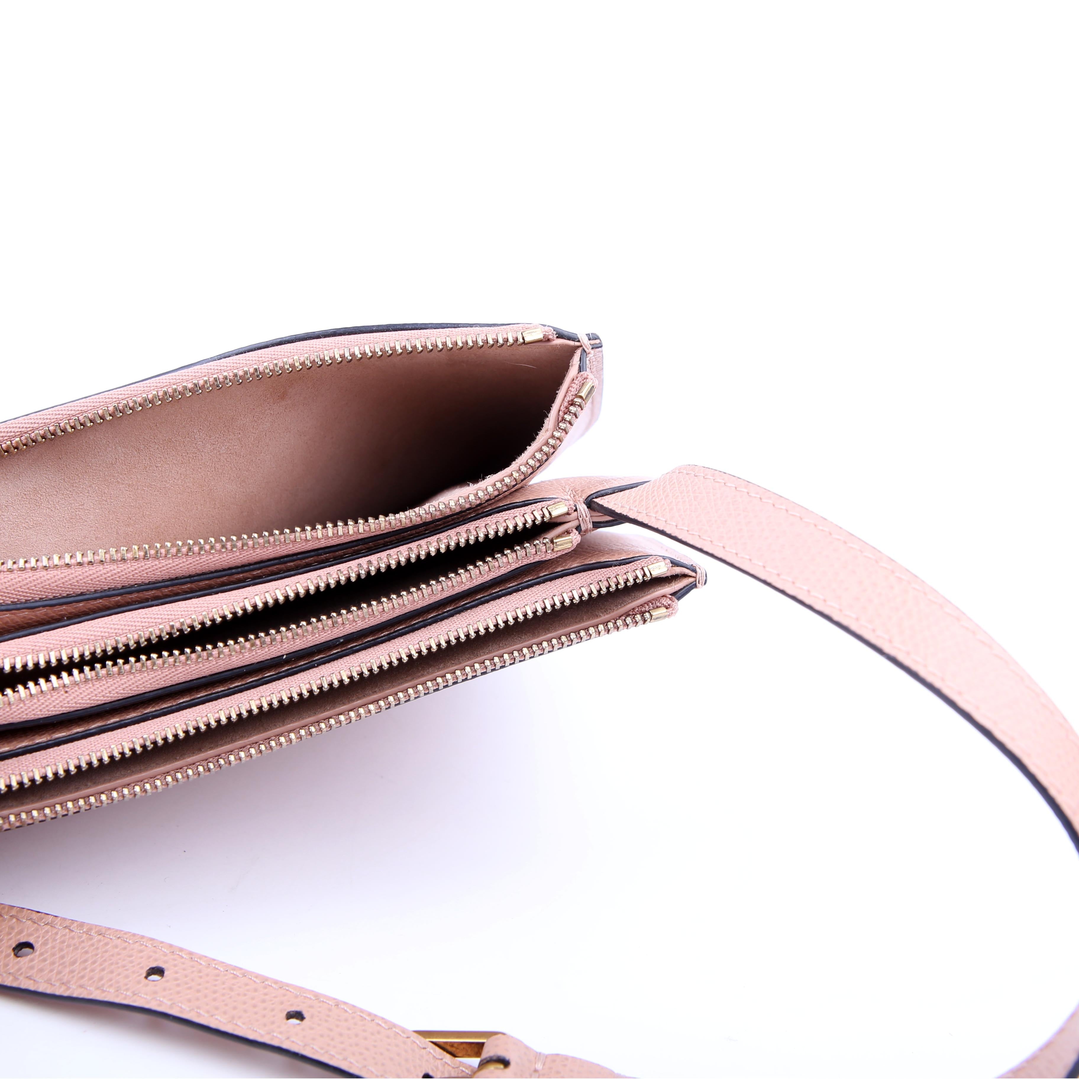 Dior Saddle Triple Zip Pouch Bag Nude