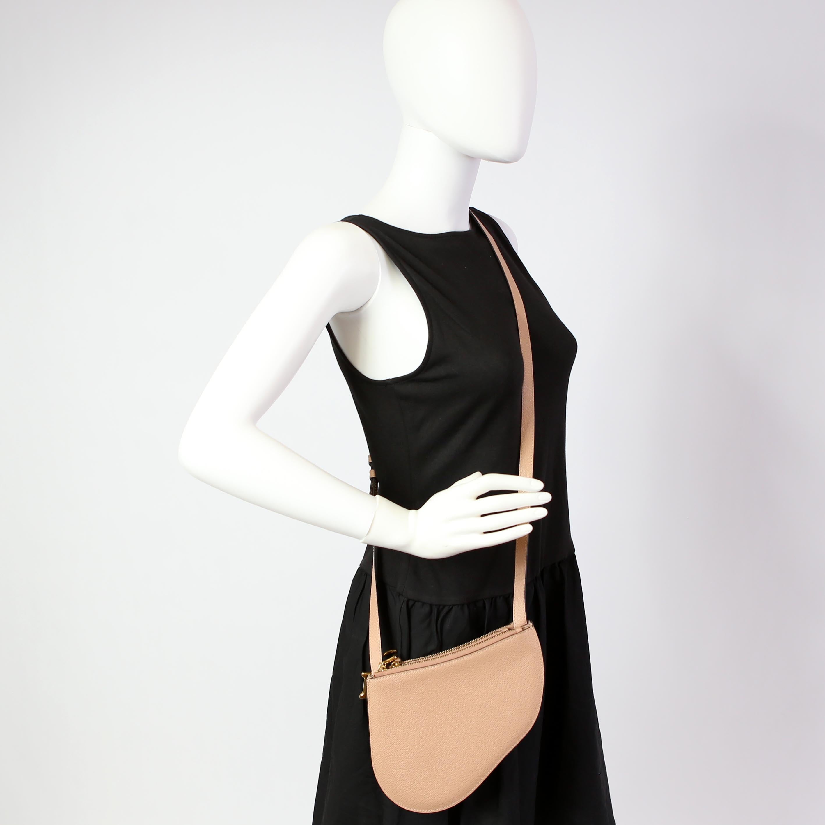 Dior Saddle Triple Zip Pouch Bag Nude