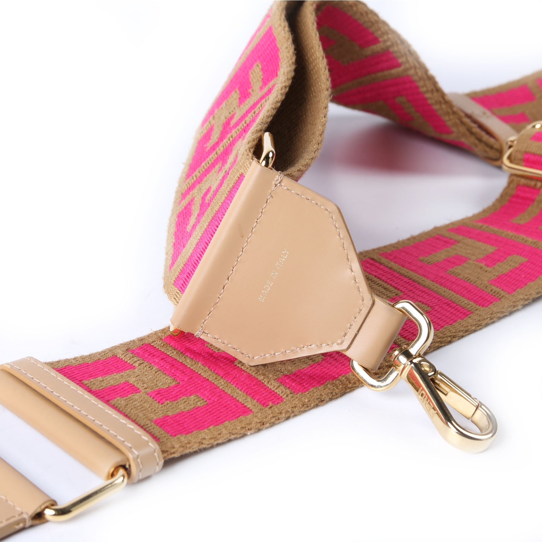 Fendi 8AV386 Strap You FF Fabric Strap Brown/Pink