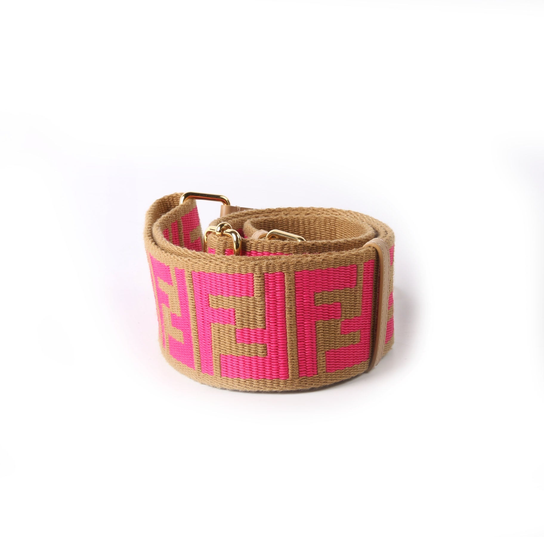 Fendi 8AV386 Strap You FF Fabric Strap Brown/Pink