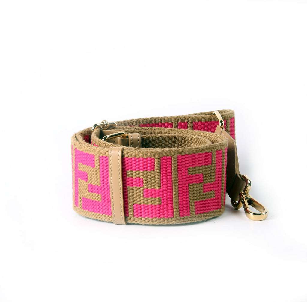 Fendi 8AV386 Strap You FF Fabric Strap Brown/Pink