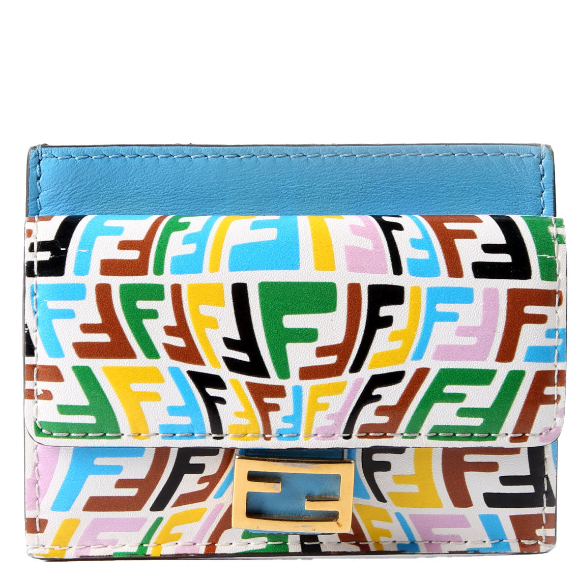Fendi 8M0423 FF Vertigo Leather Baguette Card Holder Multicolor