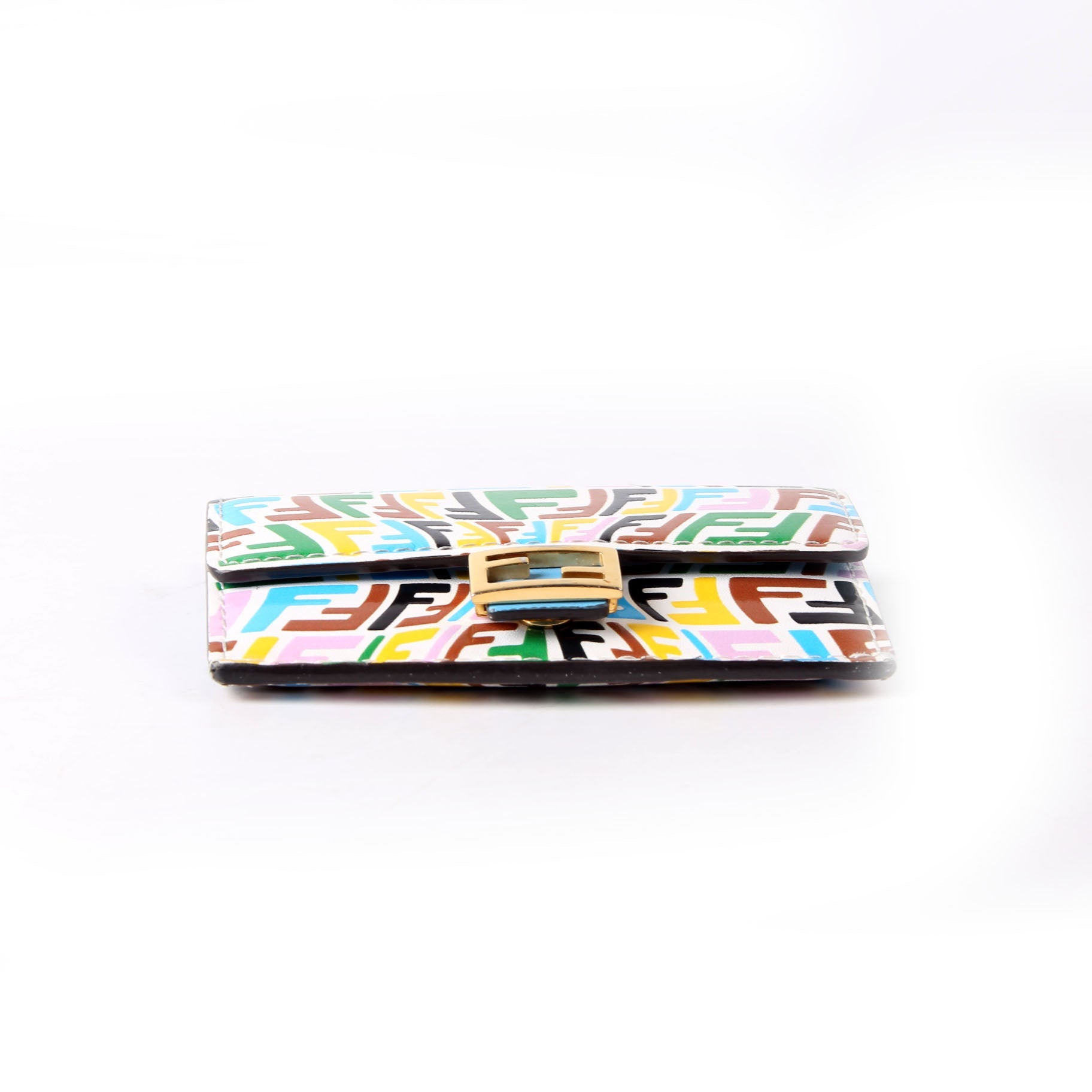 Fendi 8M0423 FF Vertigo Leather Baguette Card Holder Multicolor