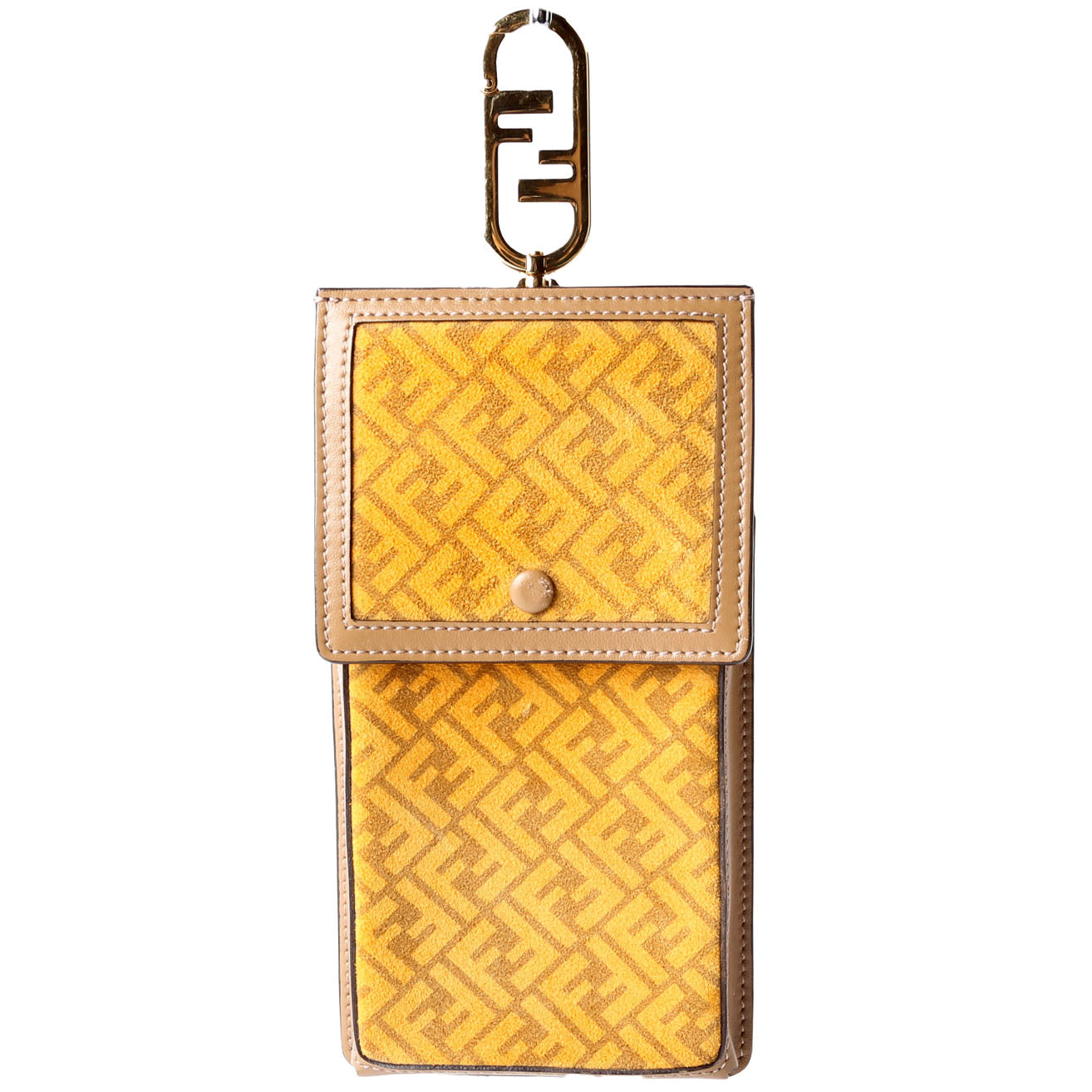 Fendi 7AS047 Suede FF Phone Pouch Yellow/Brown