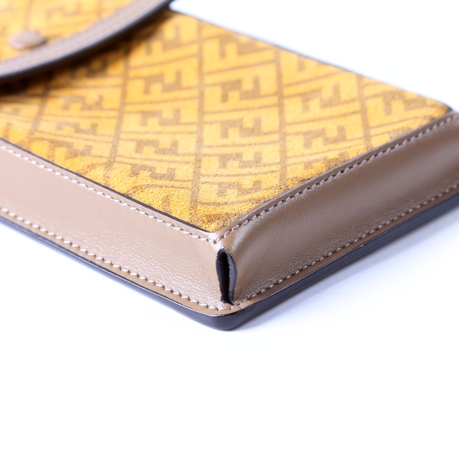 Fendi 7AS047 Suede FF Phone Pouch Yellow/Brown