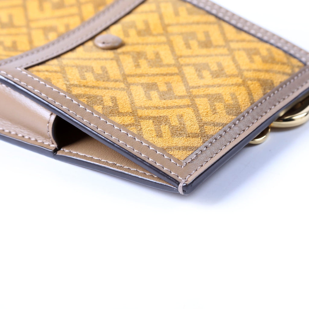 Fendi 7AS047 Suede FF Phone Pouch Yellow/Brown