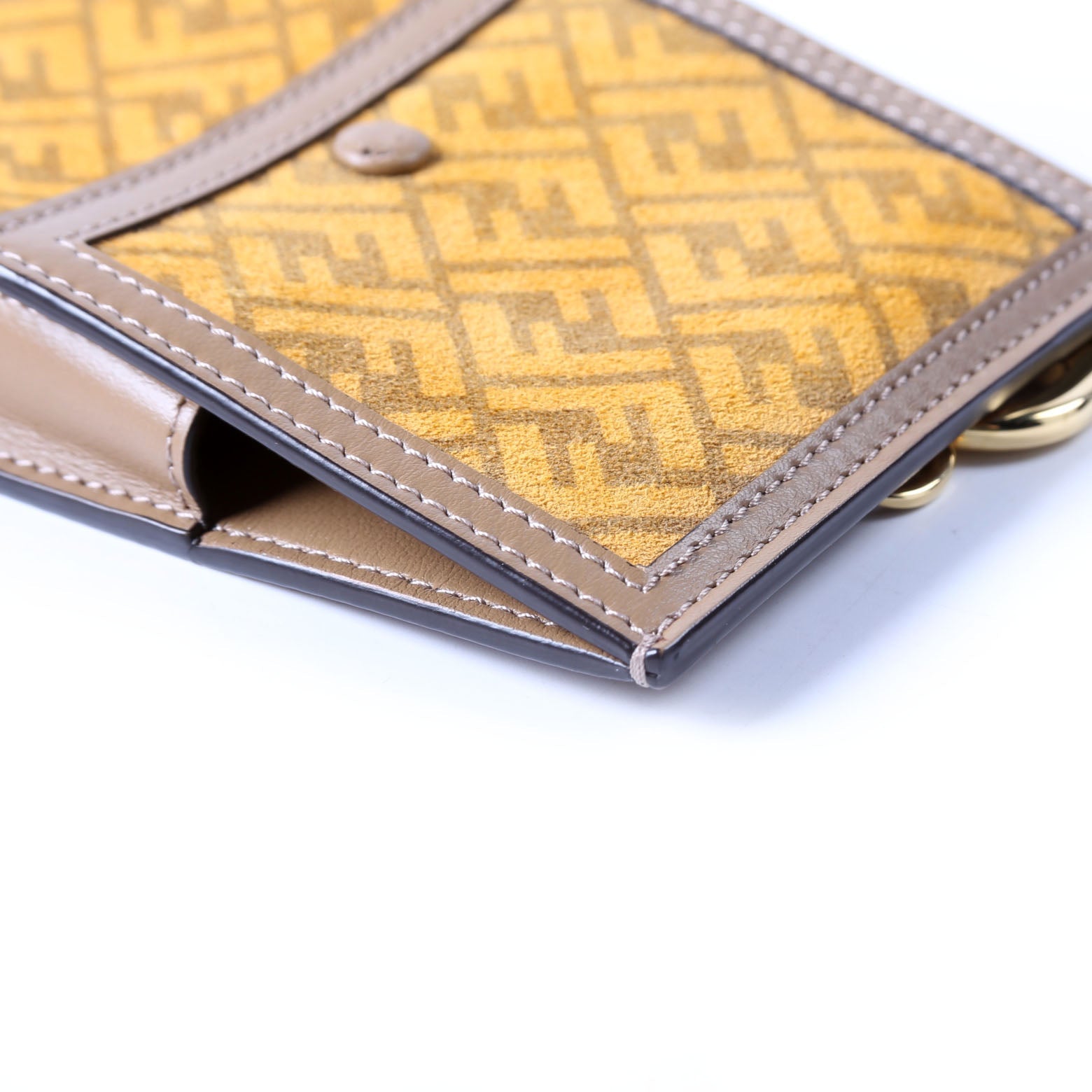 Fendi 7AS047 Suede FF Phone Pouch Yellow/Brown