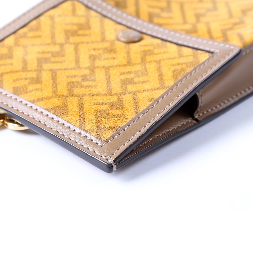 Fendi 7AS047 Suede FF Phone Pouch Yellow/Brown