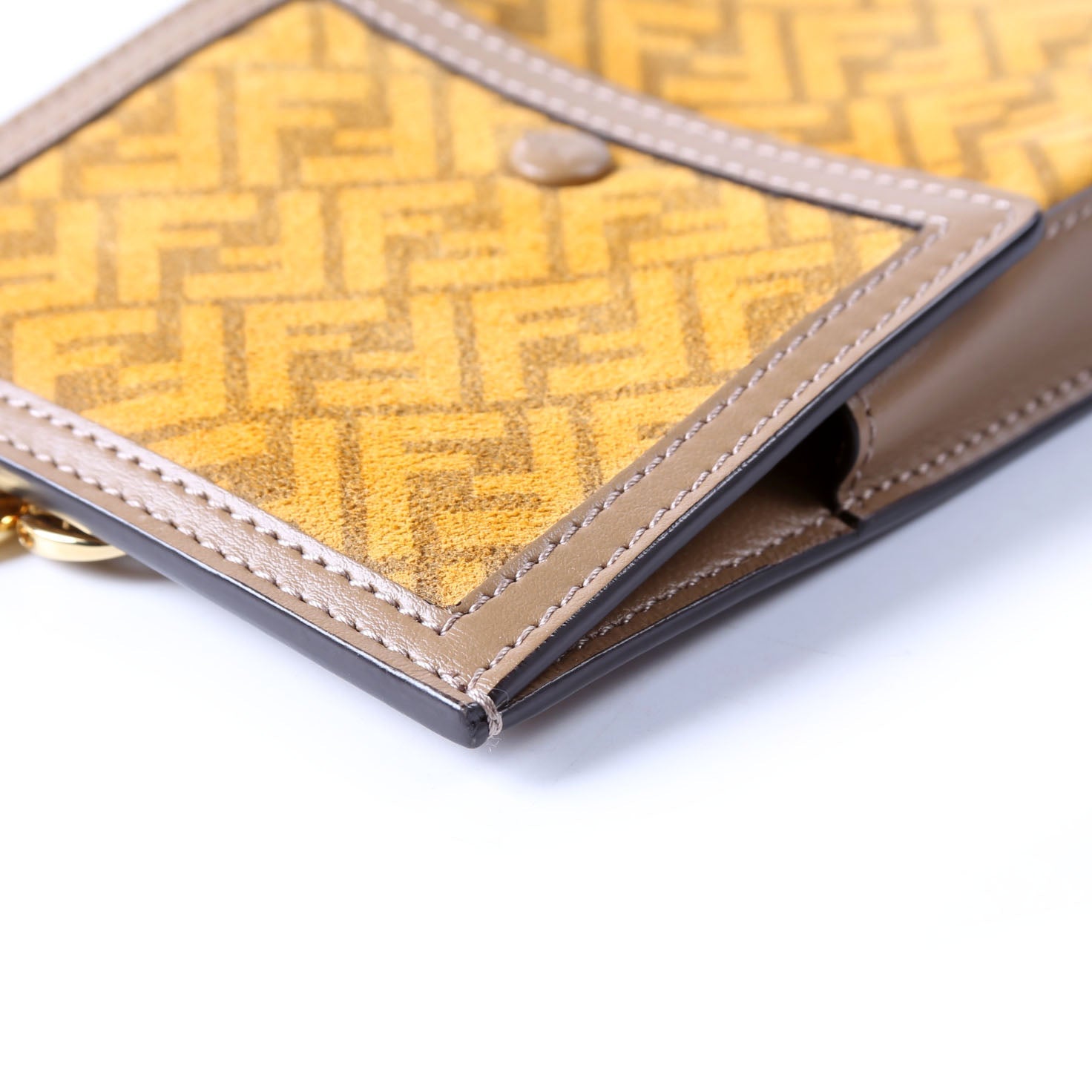 Fendi 7AS047 Suede FF Phone Pouch Yellow/Brown