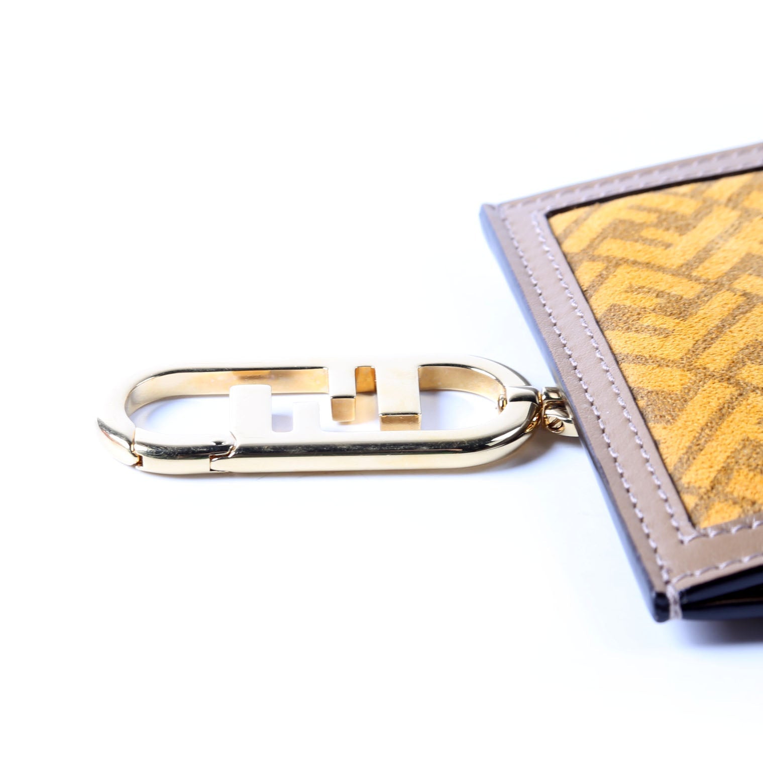 Fendi 7AS047 Suede FF Phone Pouch Yellow/Brown