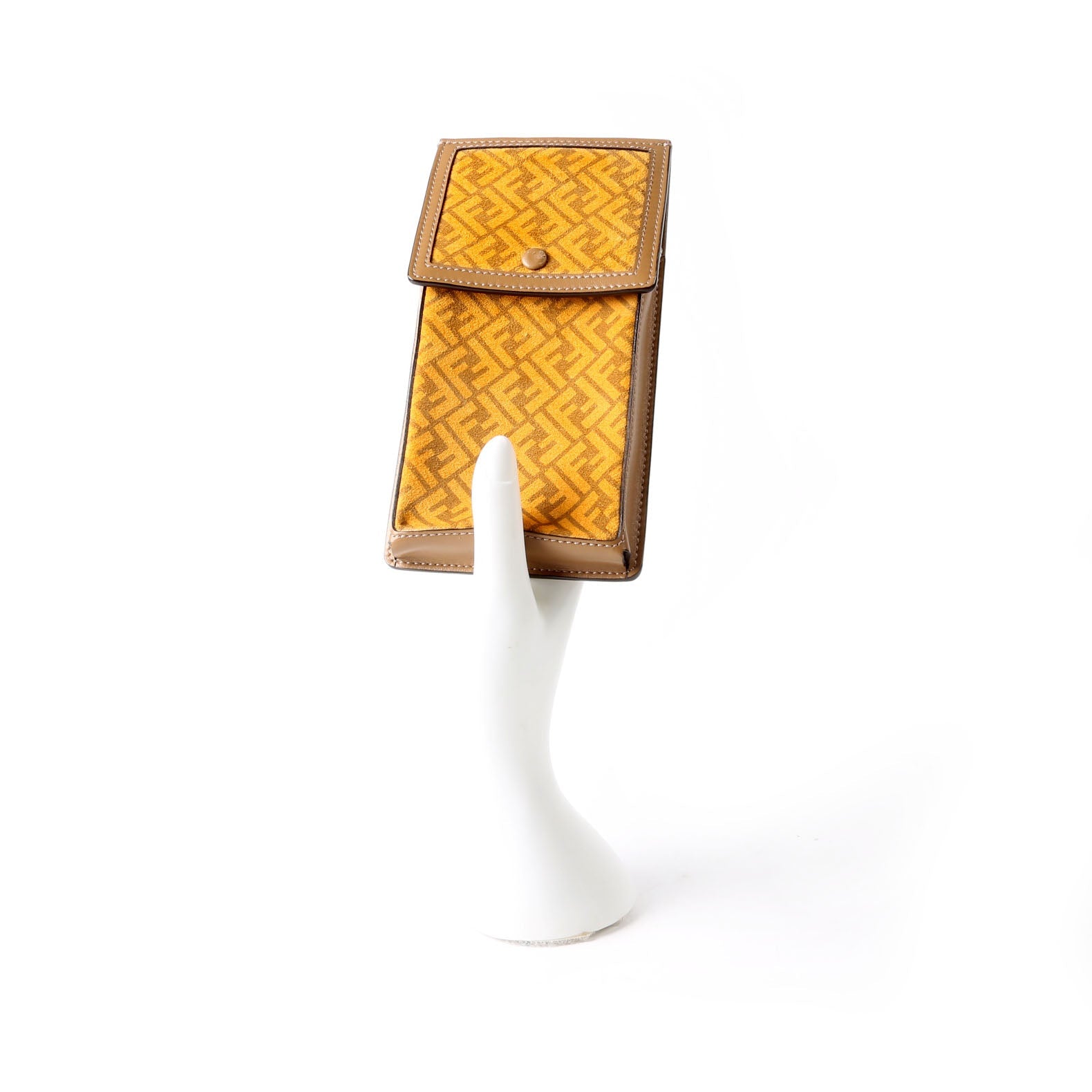 Fendi 7AS047 Suede FF Phone Pouch Yellow/Brown
