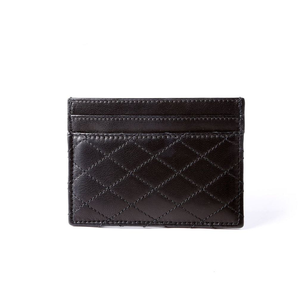 Gaby Card Case Quilted Lambskin 703219 Black/Gold