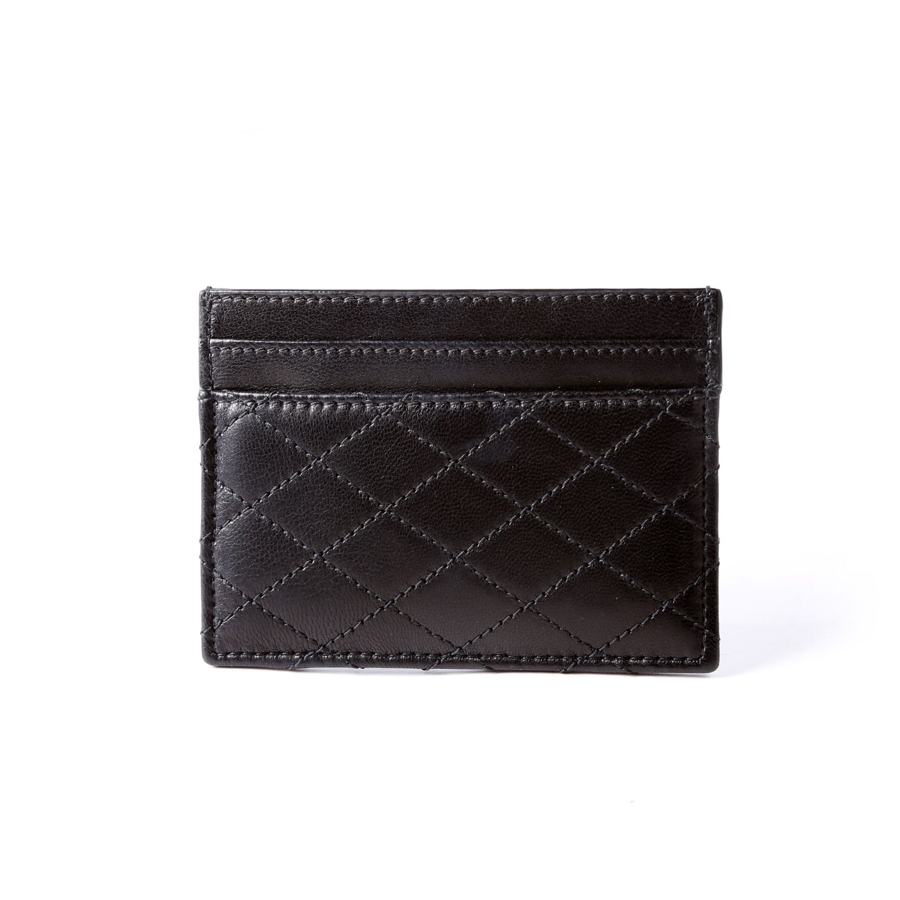 Gaby Card Case Quilted Lambskin 703219 Black/Gold