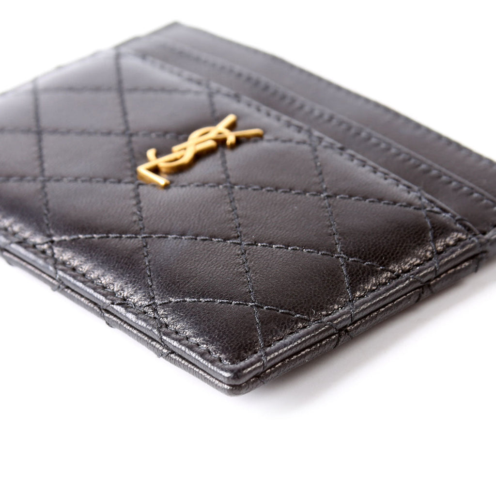 Gaby Card Case Quilted Lambskin 703219 Black/Gold