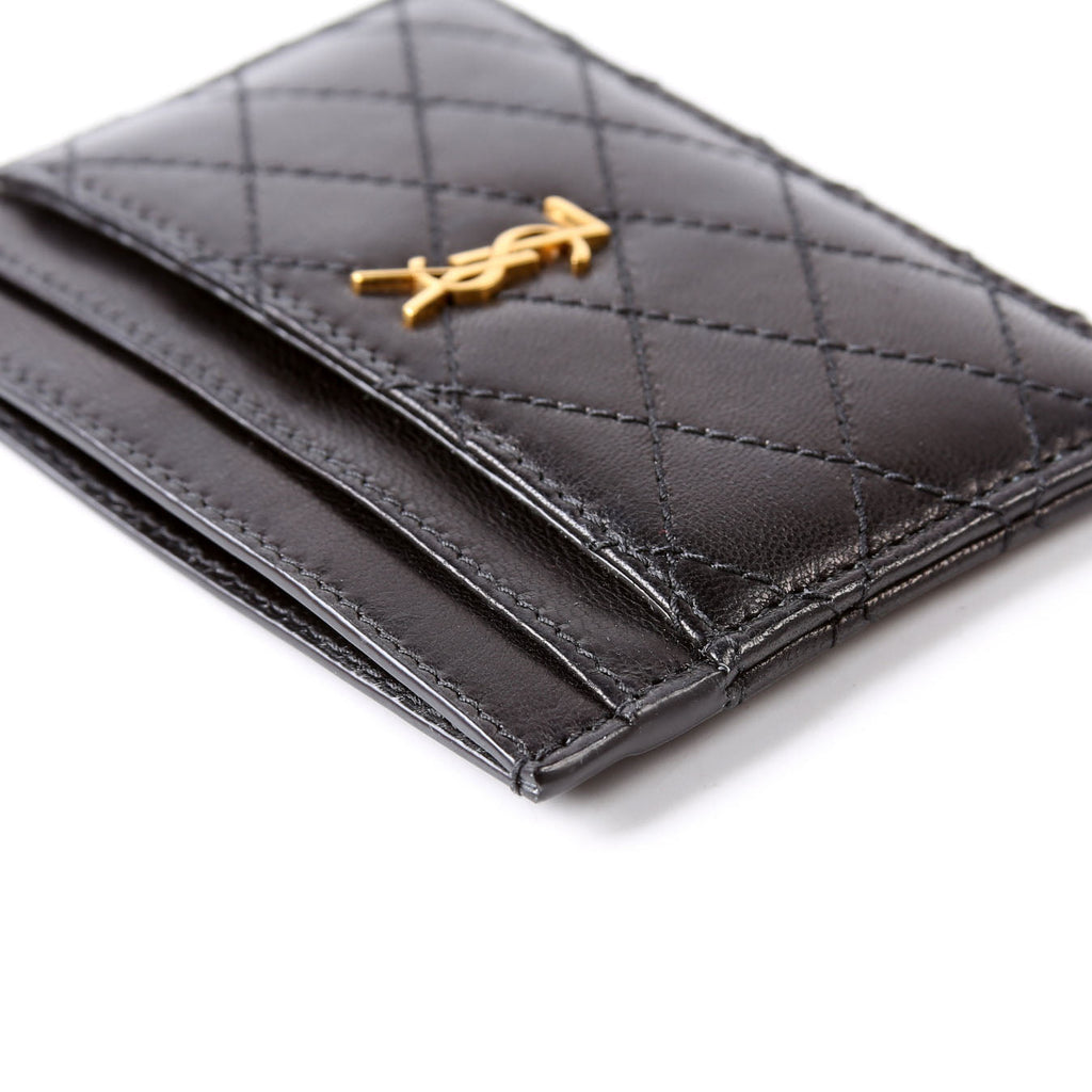 Gaby Card Case Quilted Lambskin 703219 Black/Gold