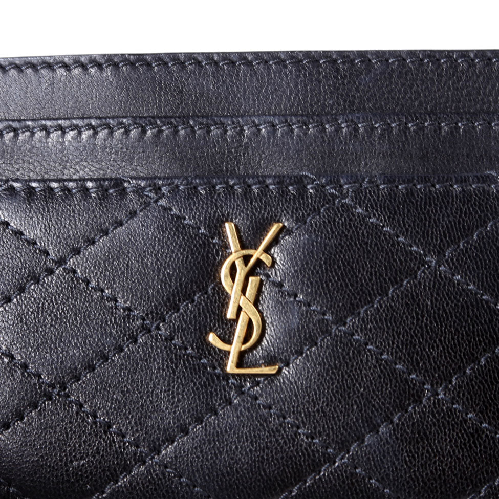 Gaby Card Case Quilted Lambskin 703219 Black/Gold